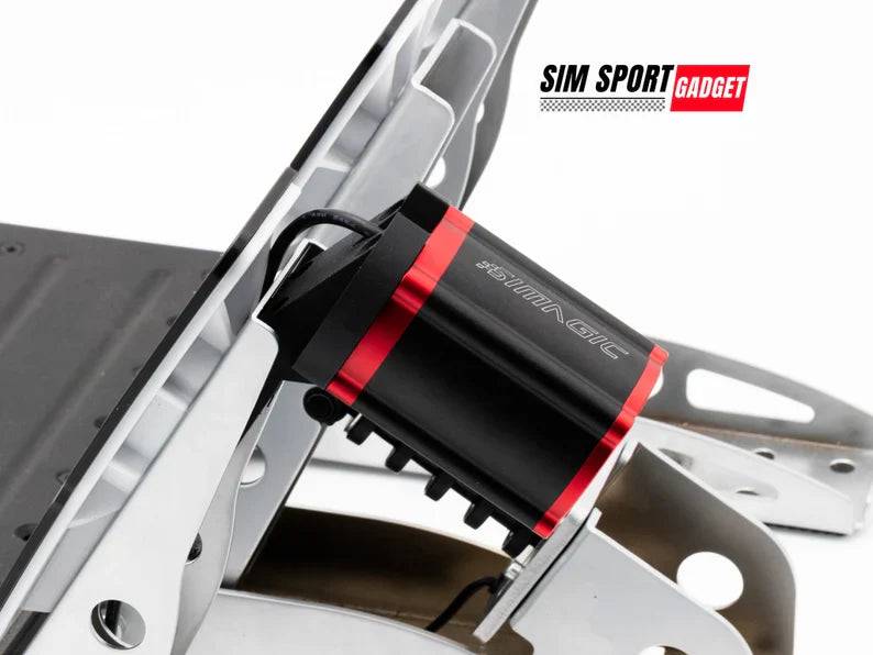 Simagic P-HPR Pedal Mount by SimSportGadget, adjustable pedal mod for racing simulation setups, shown with mounting hardware.