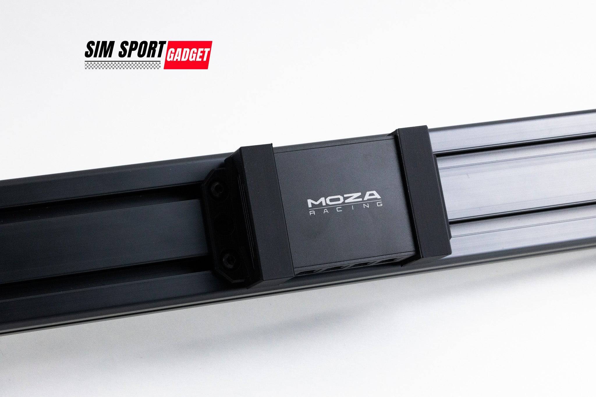 Moza universal hub bracket for aluminum profile sim rig, power brick bracket by SimSportGadget, mounts securely to aluminum frame.