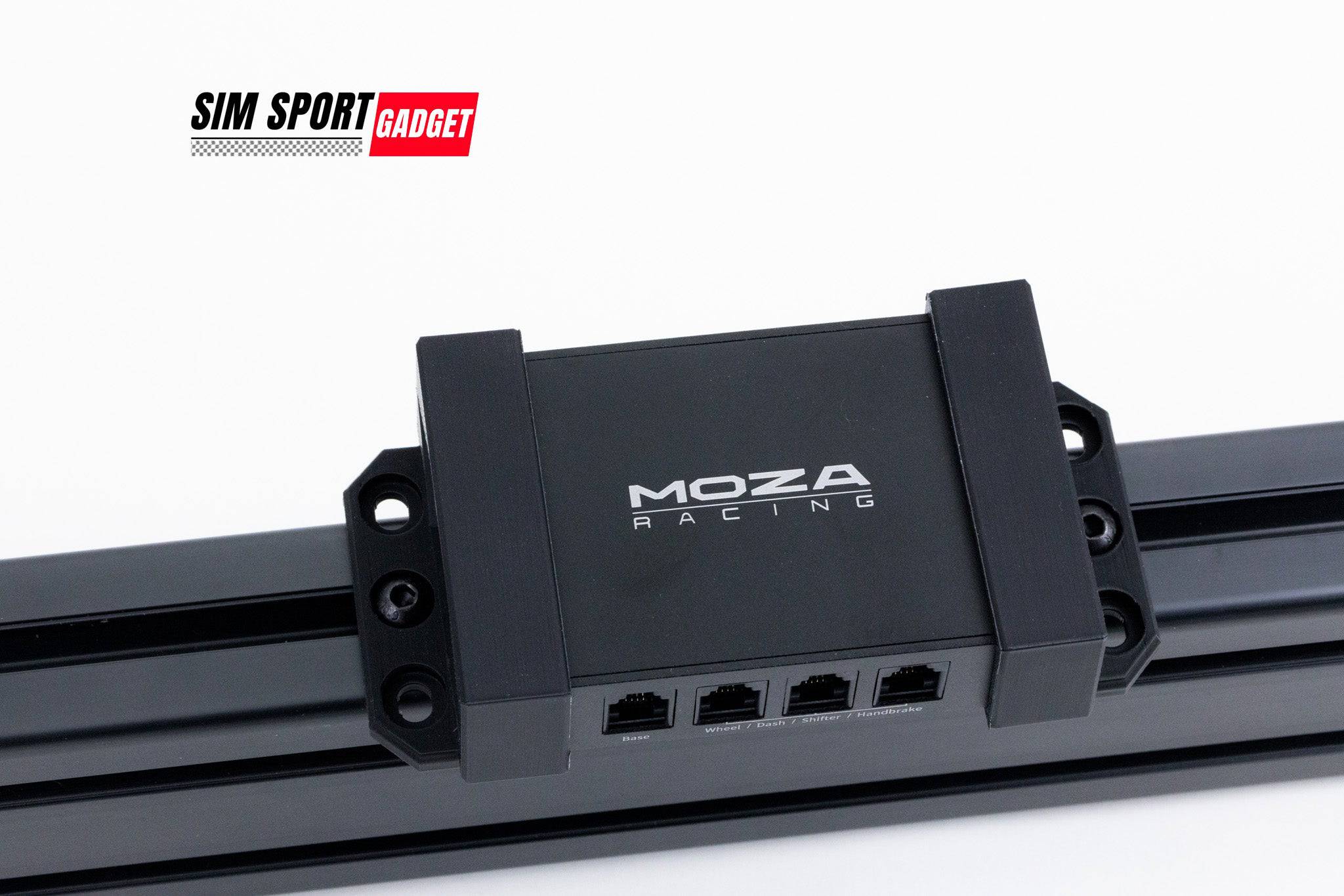 SimSportGadget Moza Universal Hub Bracket for aluminum profile sim rig, power brick mounting bracket with sturdy construction.