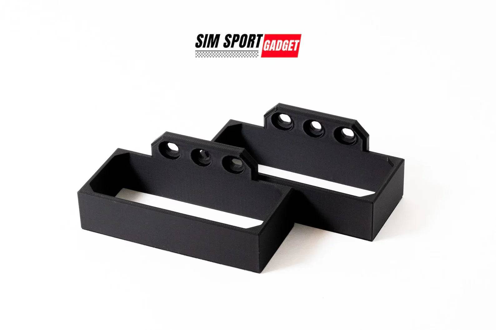 SimSportGadget power supply bracket for MSI MAG321QR monitor, showing the sturdy bracket with mounting hardware and cable management features.