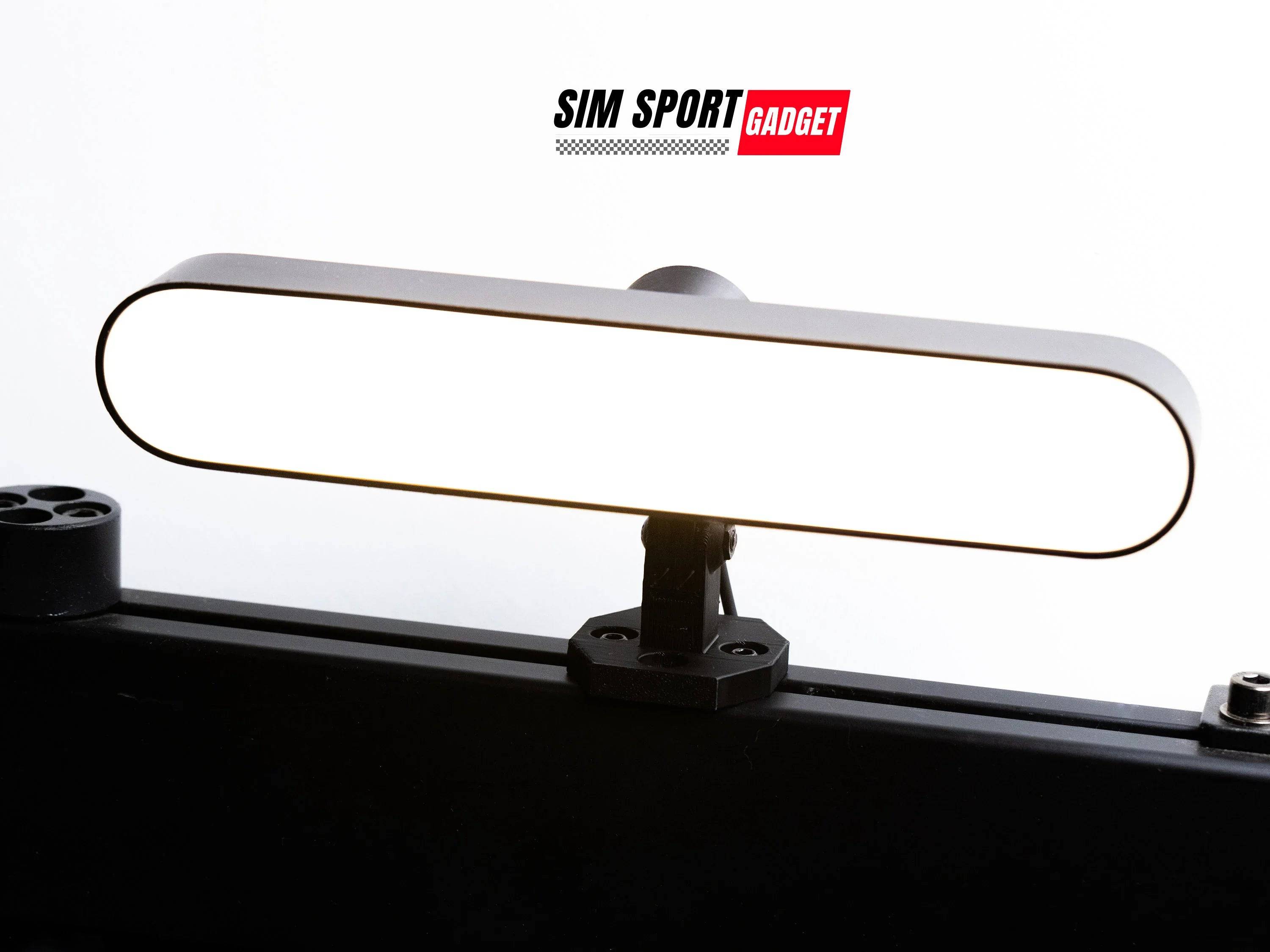 SimSportGadget Hue Play Bar ambient low profile mount attached to a flight rig for sim racing accessories.