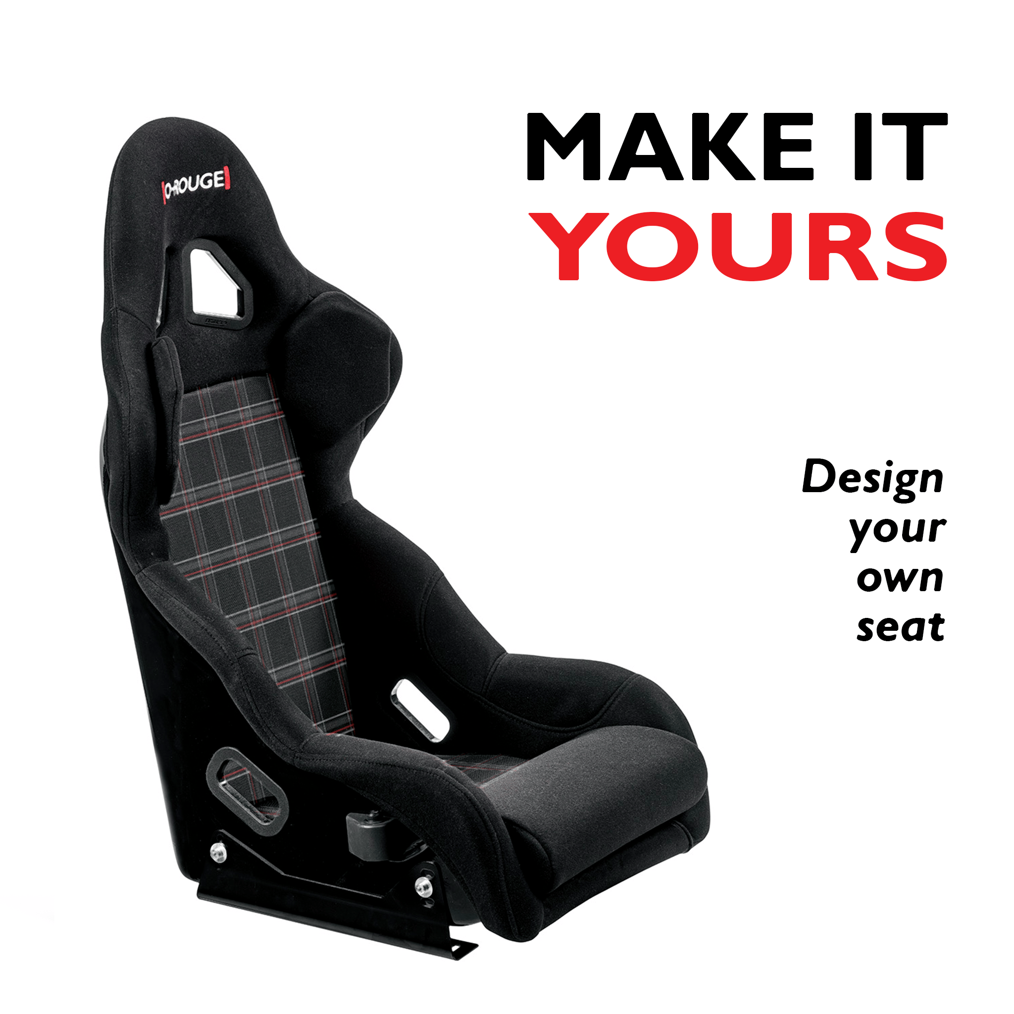 O-Rouge C1 Cold Fusion racing seat for sim racing, featuring ergonomic design and black upholstery with red accents.