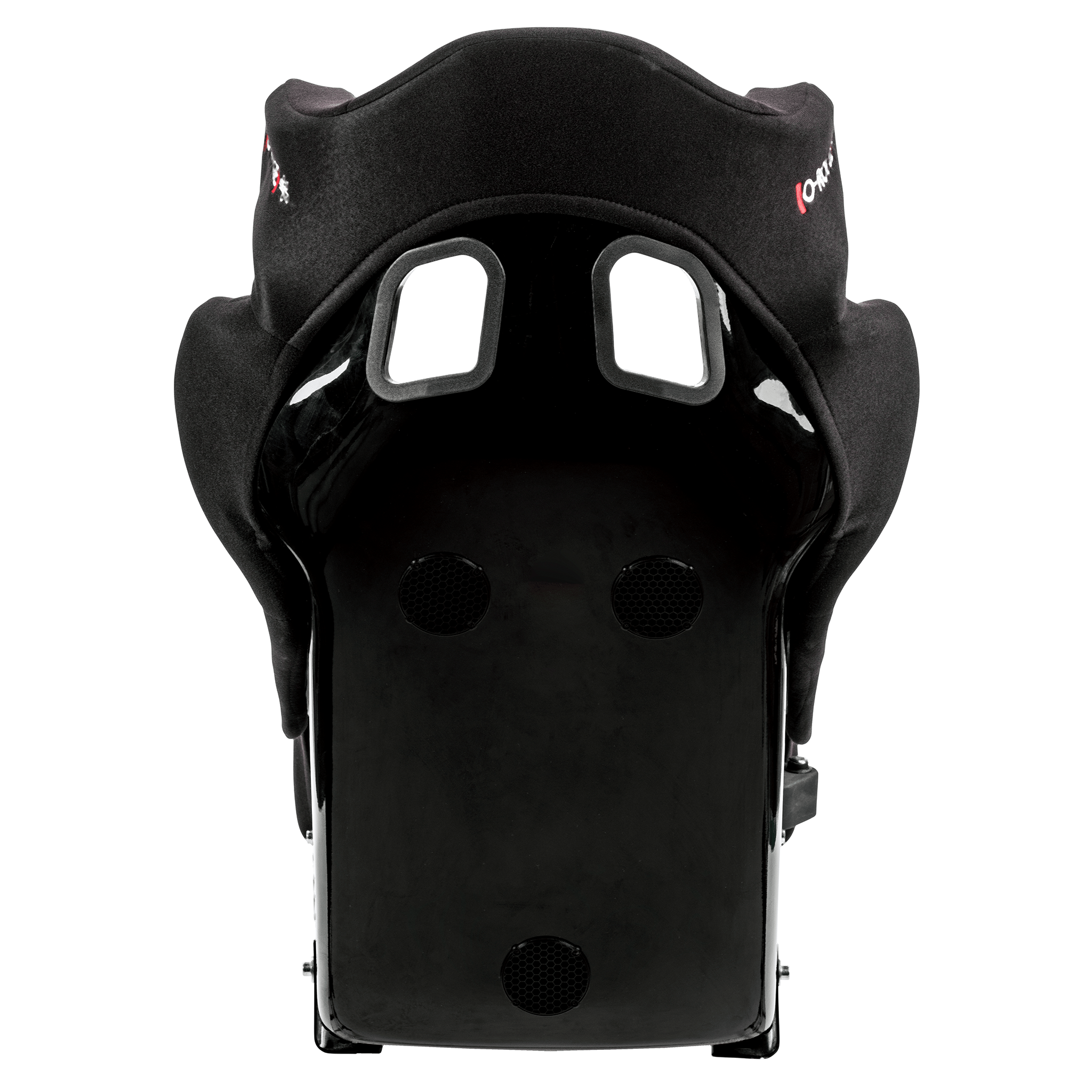 O-Rouge C2 Cold Fusion racing seat for sim racing and gaming, black with red accents and ergonomic design.