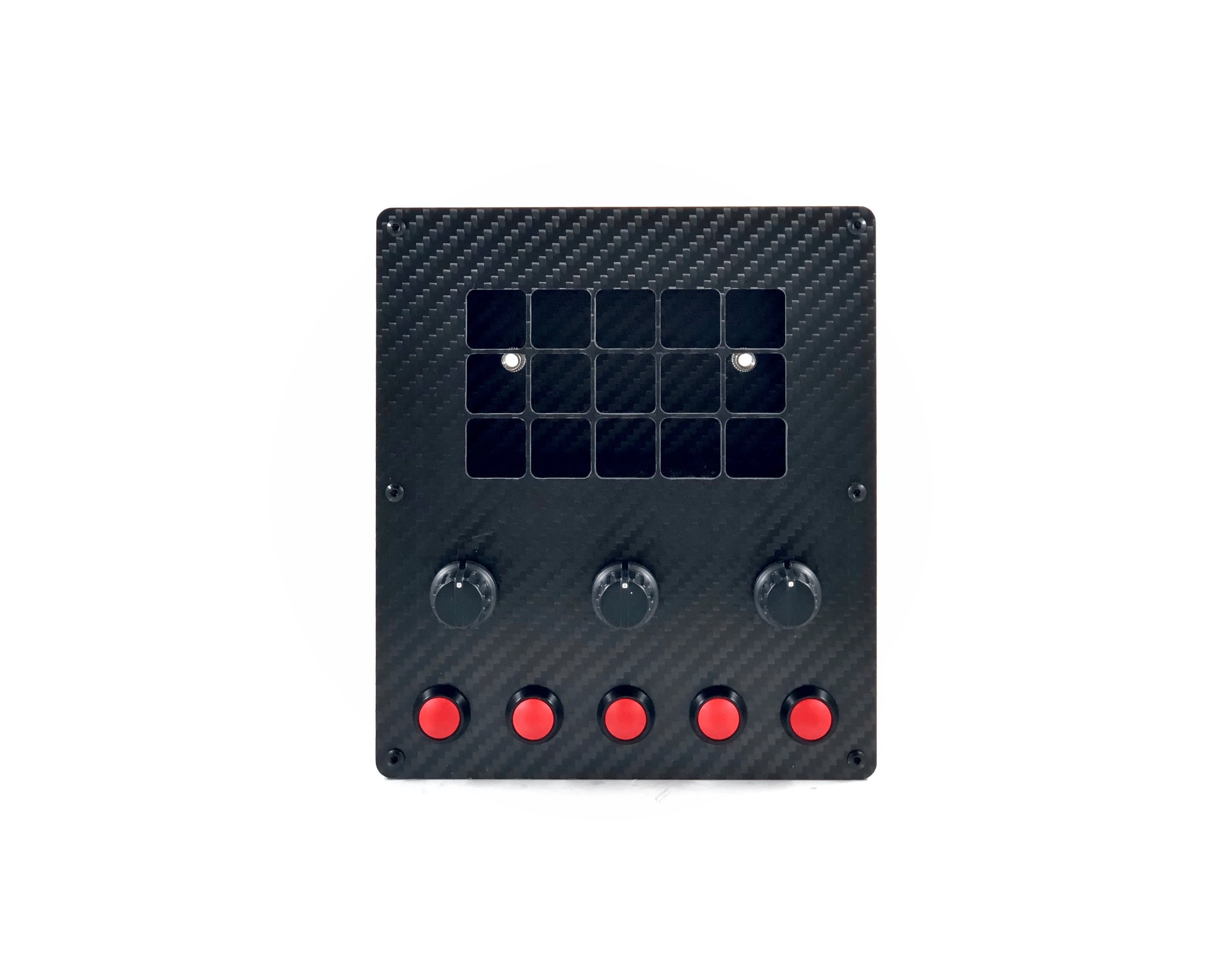 Apex Sim Racing Race Deck Button Box with multiple colorful buttons for gaming or simulation racing setups.