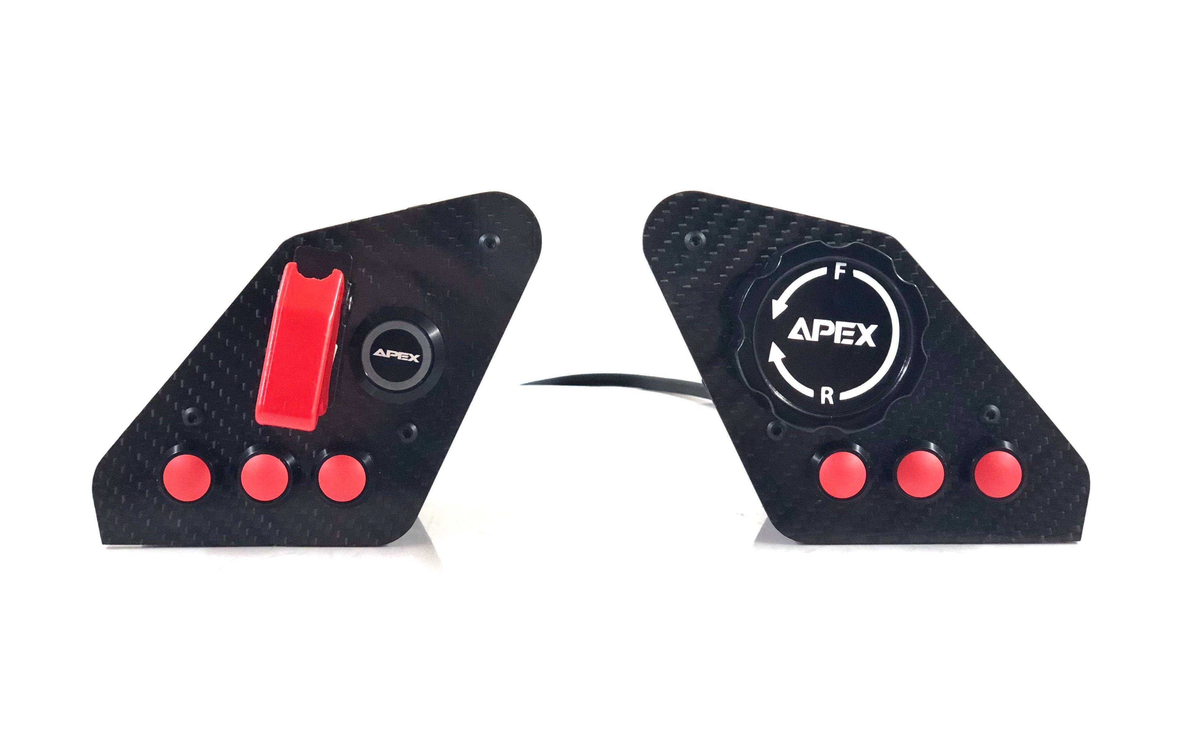 Apex Sim Racing SimLab P1-X Dash Board Pods button box with multiple control buttons and switches for racing simulation setup.