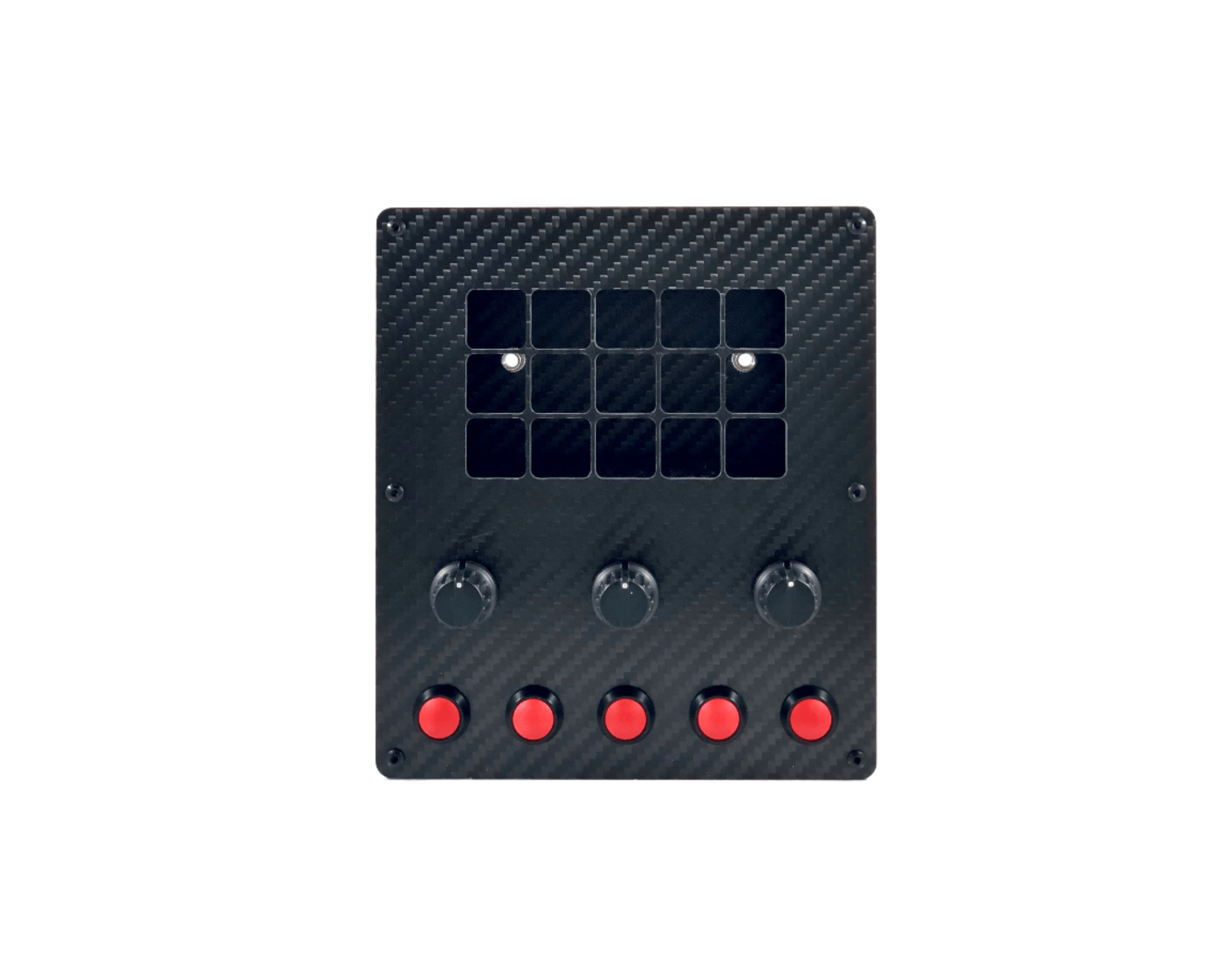 Apex Sim Racing Race Deck Button Box with multiple colorful buttons for sim racing control setup.