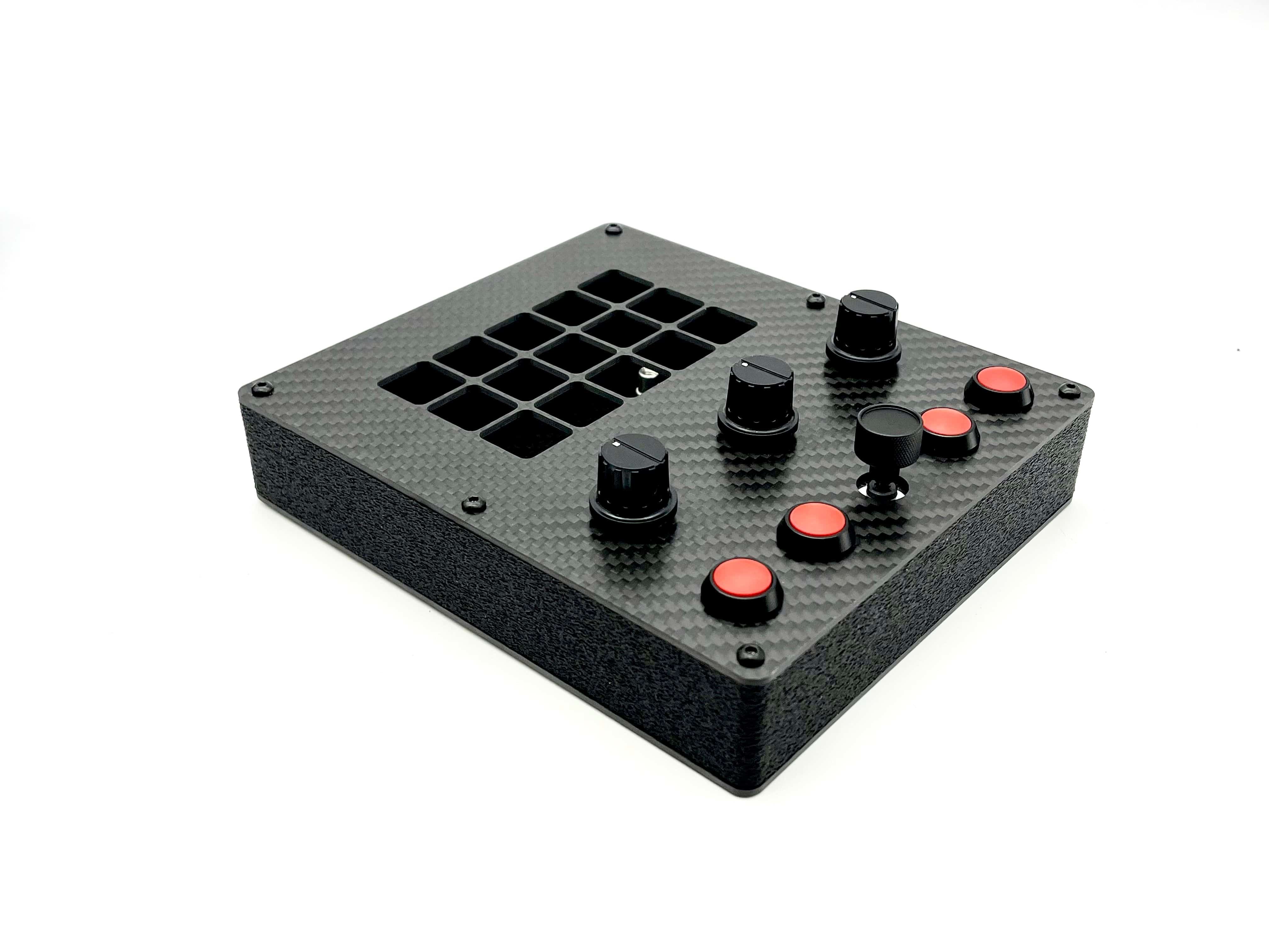 Apex Sim Racing Race Deck Button Box with multiple programmable buttons for racing simulation setup.