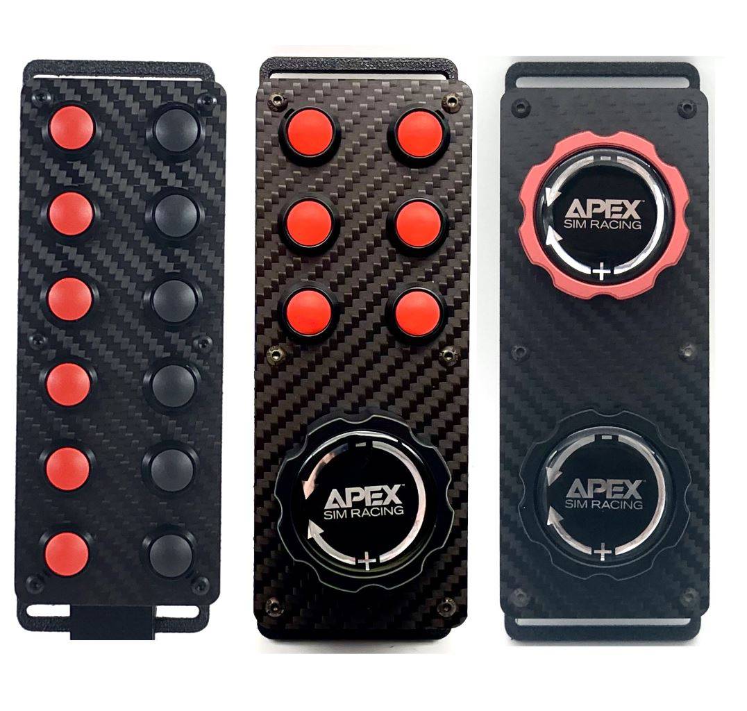 Apex Sim Racing Slim Racer Button Box with multiple buttons for gaming, compact design, and easy access for racing simulations