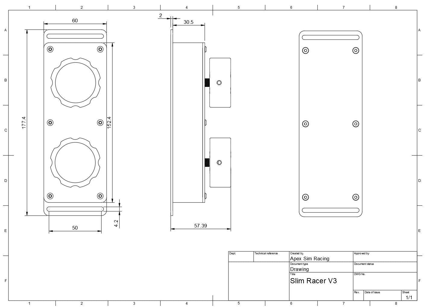 Apex Sim Racing Slim Racer Button Box with multiple buttons and dials for customizable racing simulation controls