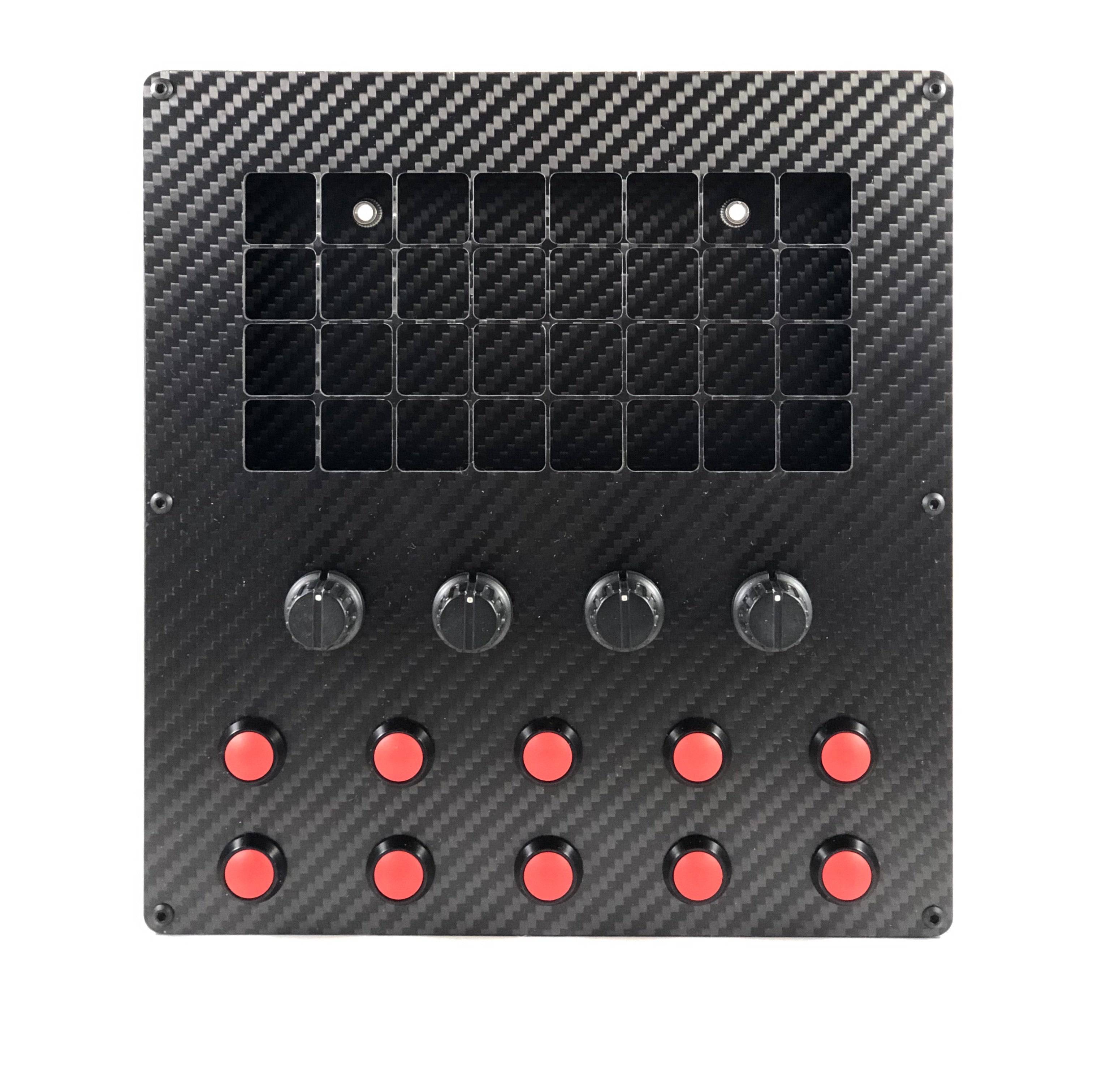 Apex Sim Racing Race Deck XL Button Box with multiple programmable buttons for gaming and racing simulation setups.