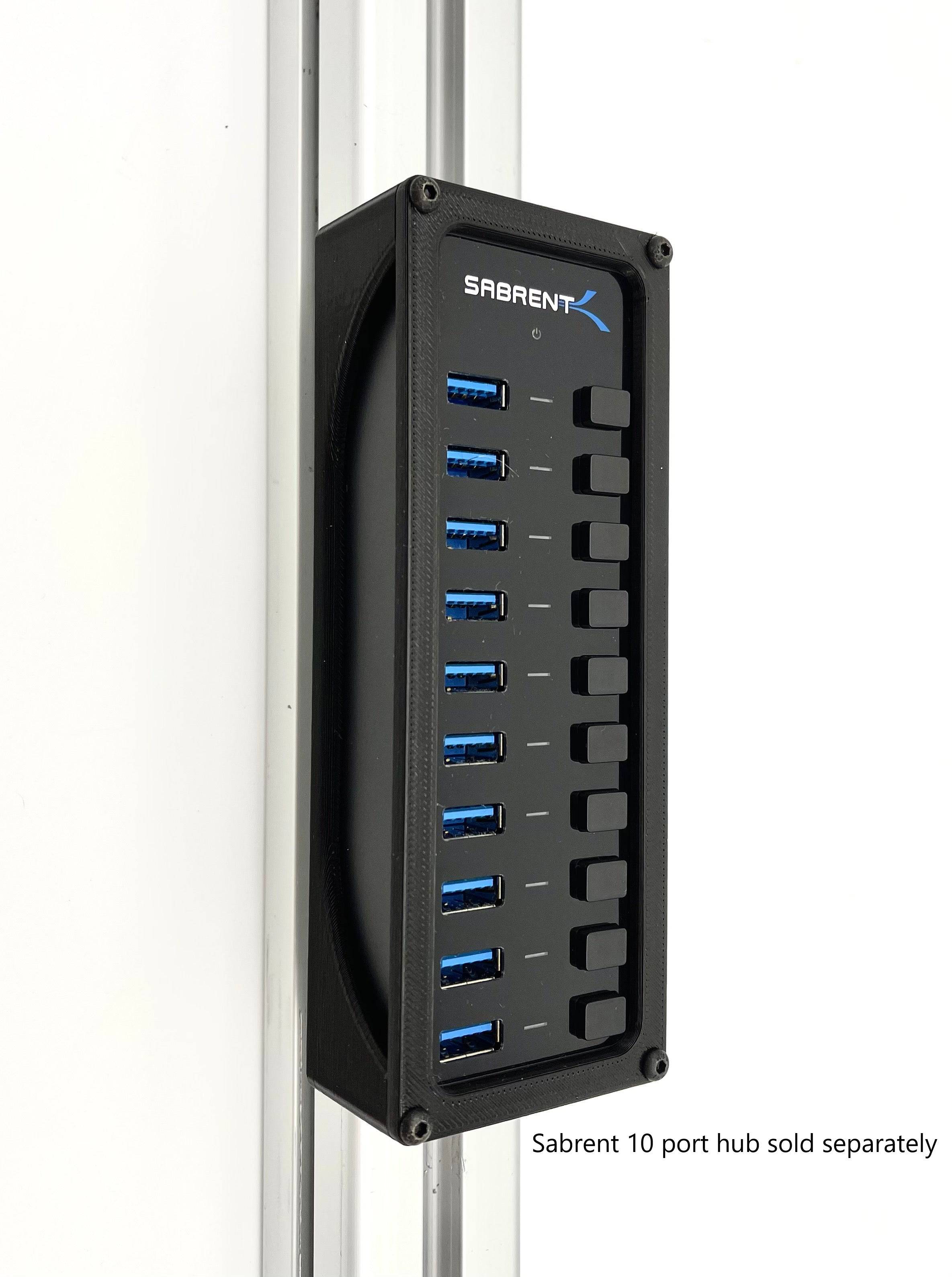 Apex Sim Racing USB 10 port hub mount with button box, designed for easy installation and organized connectivity.