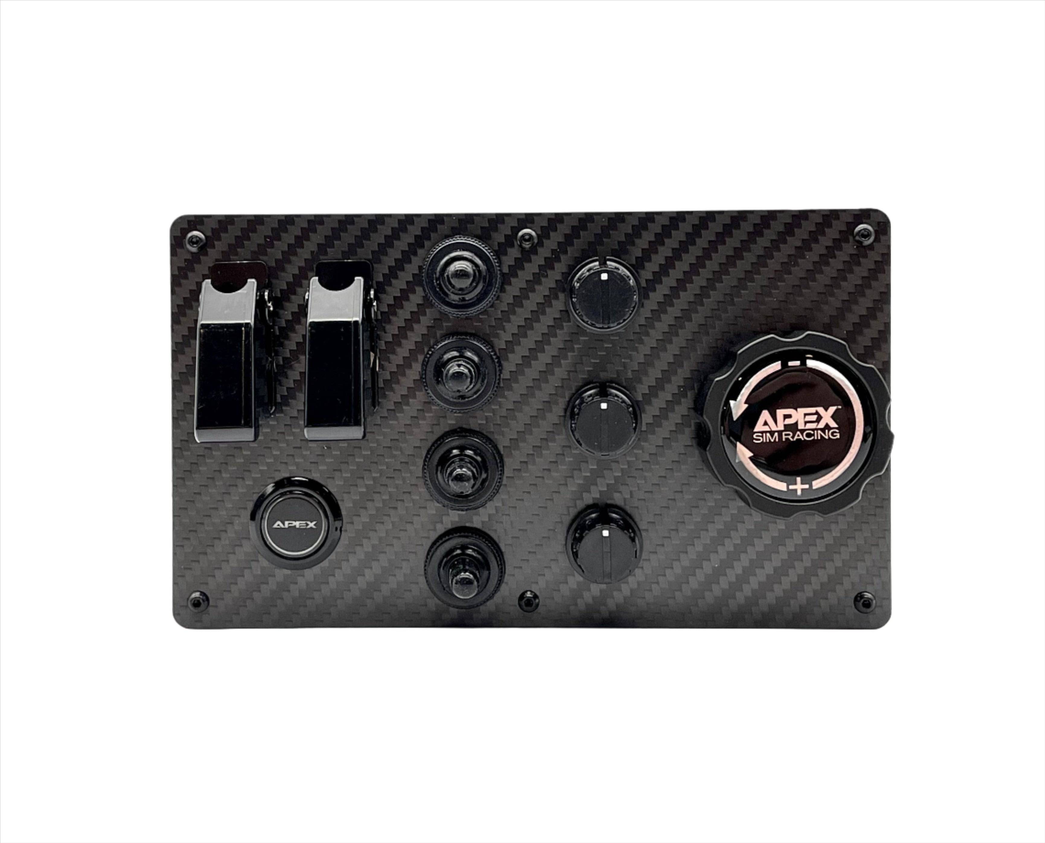 Apex Sim Racing Apex Button Box Horizontal Mount V2 with multiple buttons for racing simulation setups.