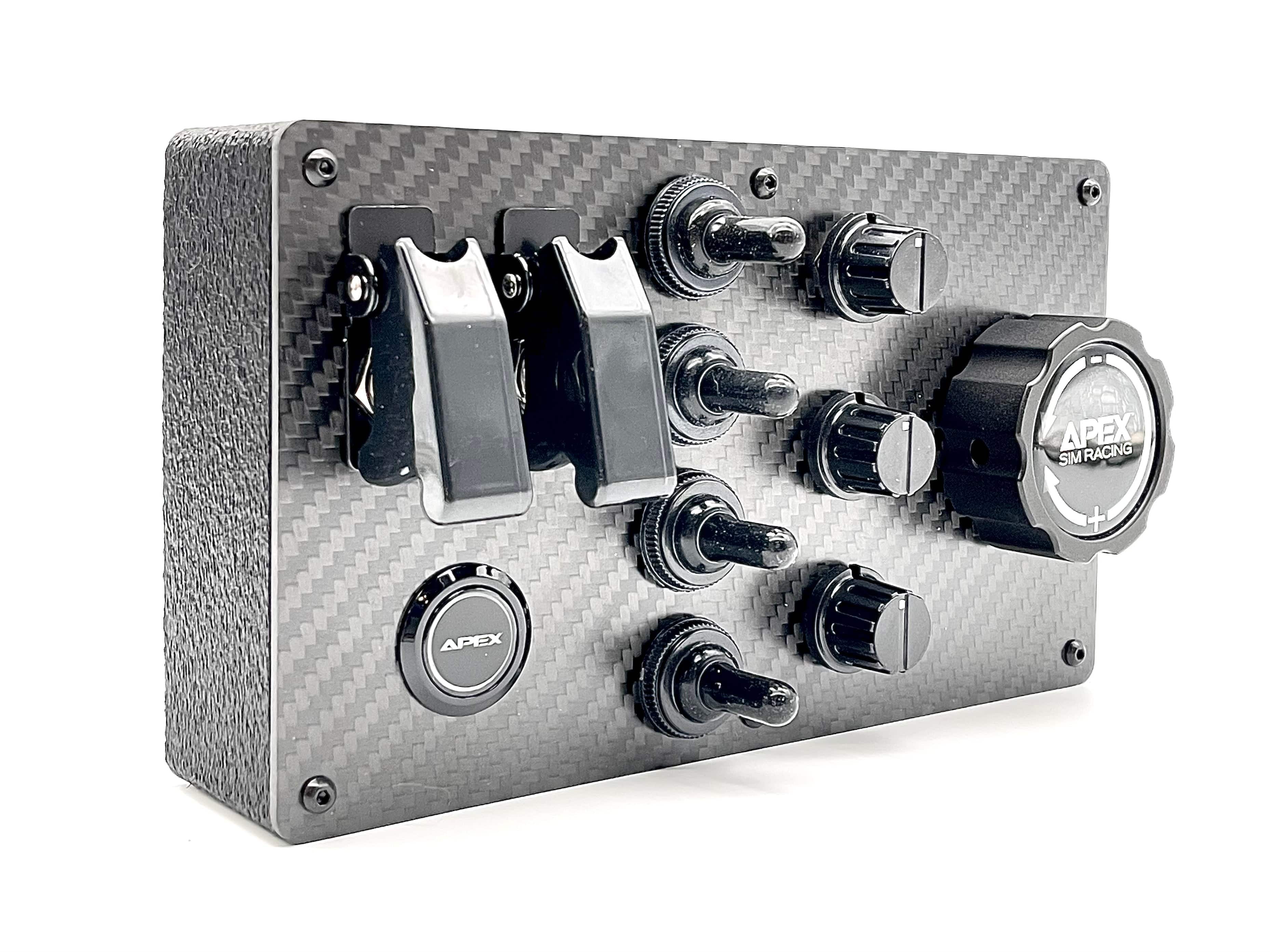 Apex Sim Racing Button Box Horizontal Mount V2 with multiple customizable buttons for racing simulator setups.