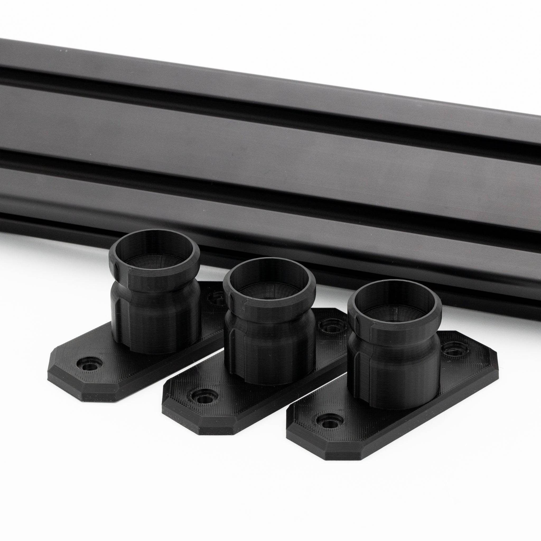 SimSportGadget 3-pack Profile Wheel Mounts for Fanatec QR1 quick release, wall-mounted wheel mount for sim racing setups.