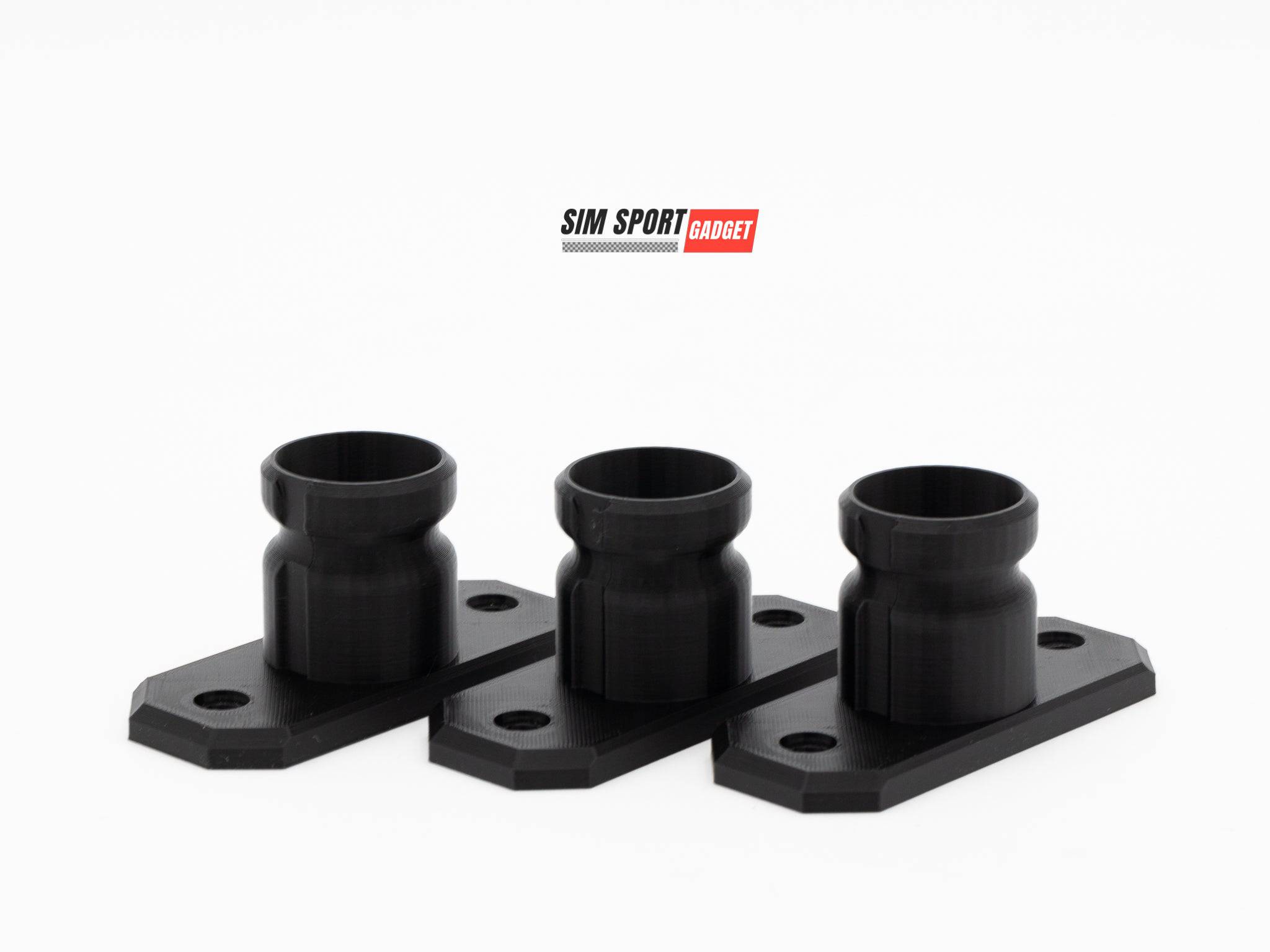Three SimSportGadget Profile Wheel Mounts for Fanatec QR1 quick release, shown in a close-up image.
