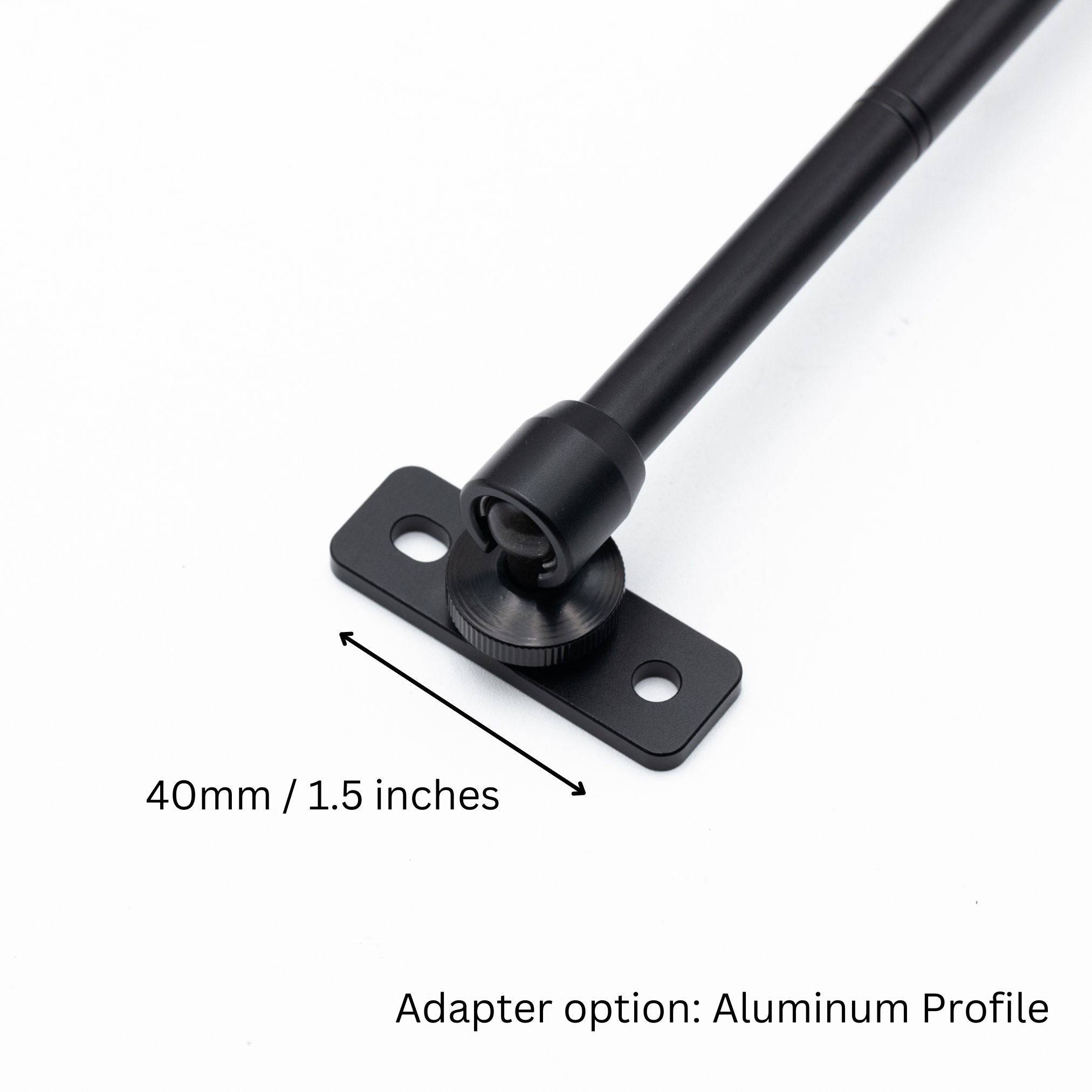 SimSportGadget metal articulating extension arm with 1/4 thread for sim racing and flight simulation accessories, aluminum profile adapter