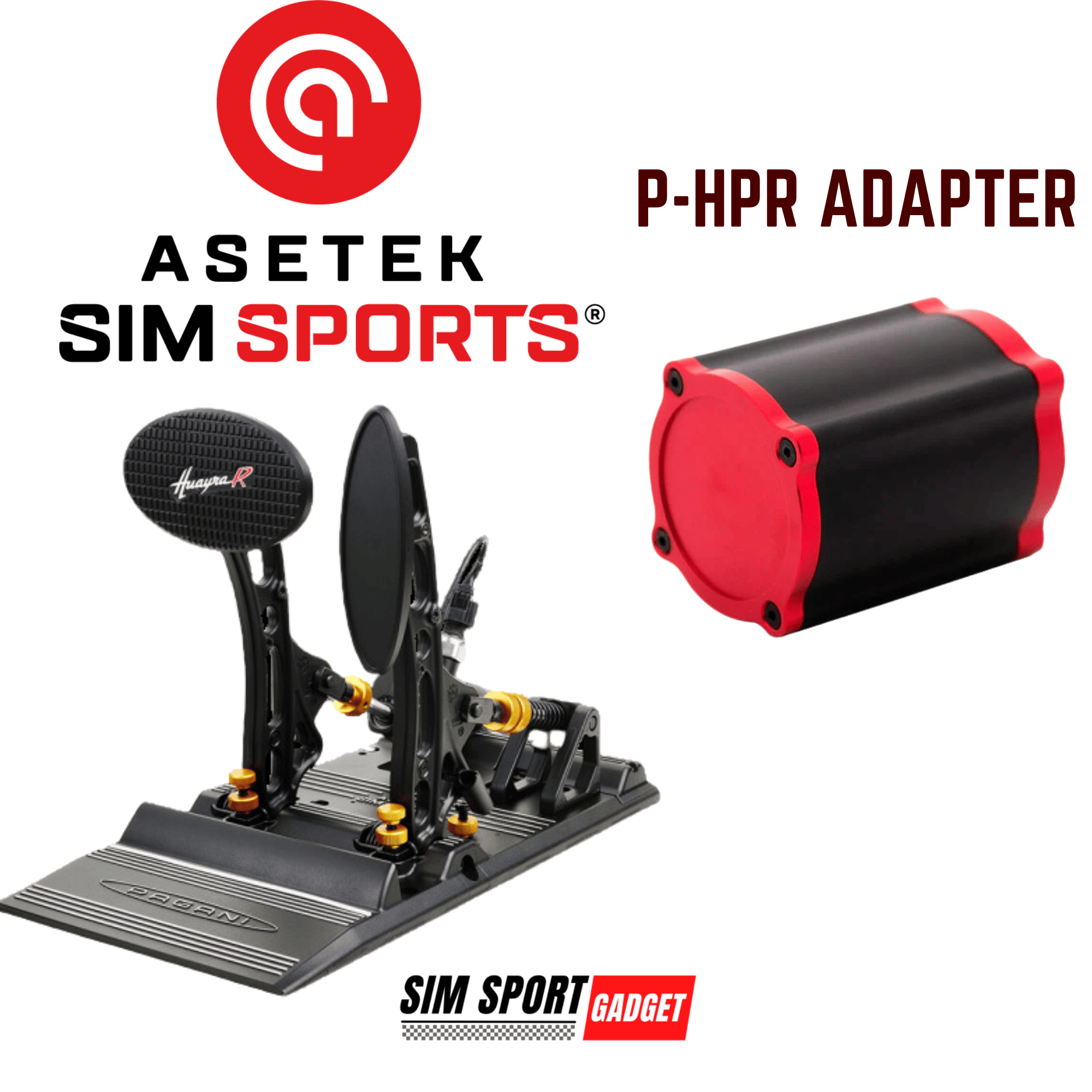 Asetek Pagani Pedal Simagic P-HPR Mount for pedal mod by SimSportGadget, showing the sturdy mounting bracket for racing simulator pedals.