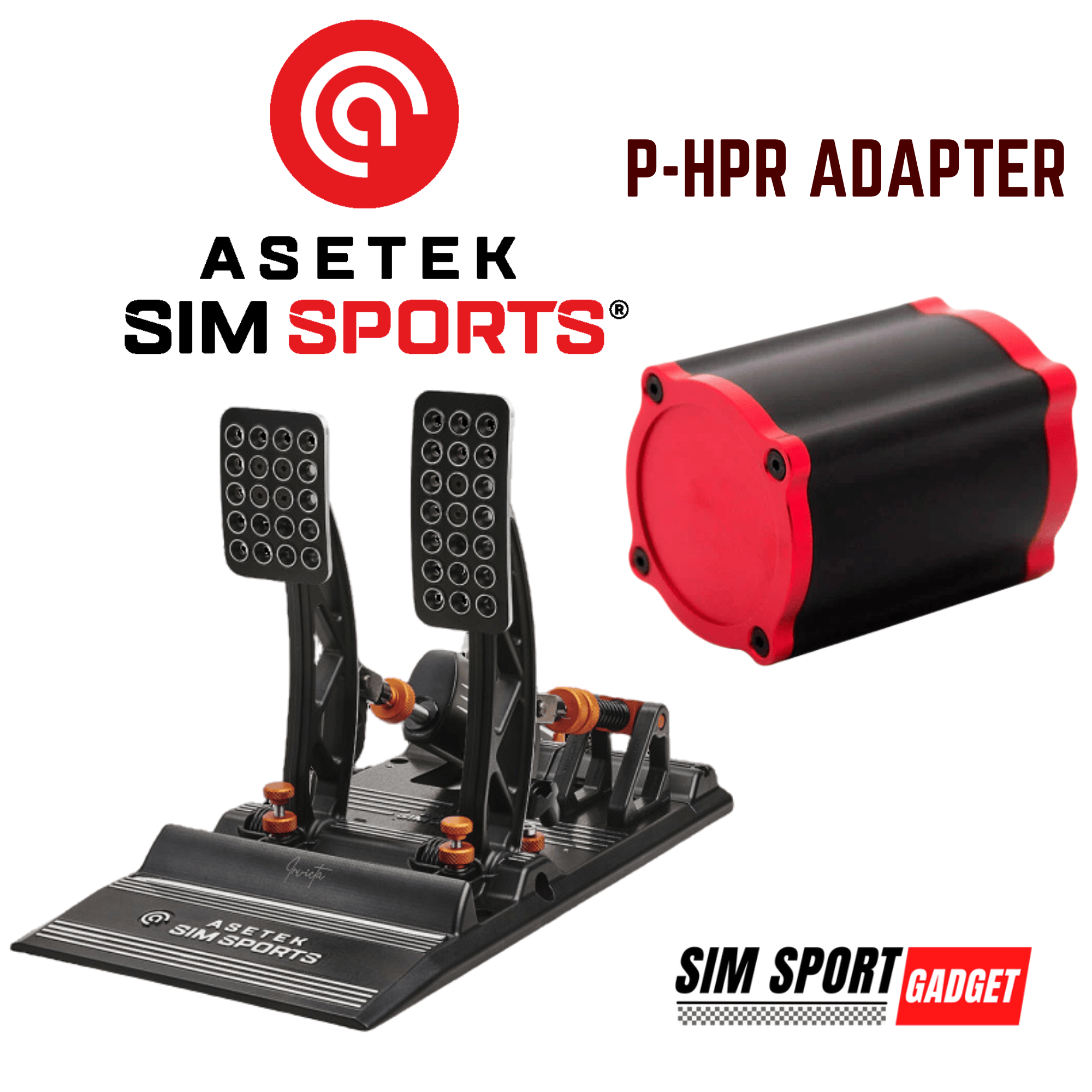 Asetek Invicta Forte LaPrima Pedal Mod mounted on Simagic P-HPR, designed for racing simulation pedals by SimSportGadget.