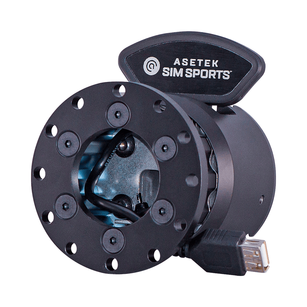 Asetek SimSports Invicta Quick Release Adapter USB-C for wheel rim accessories, showing the adapter with no background.
