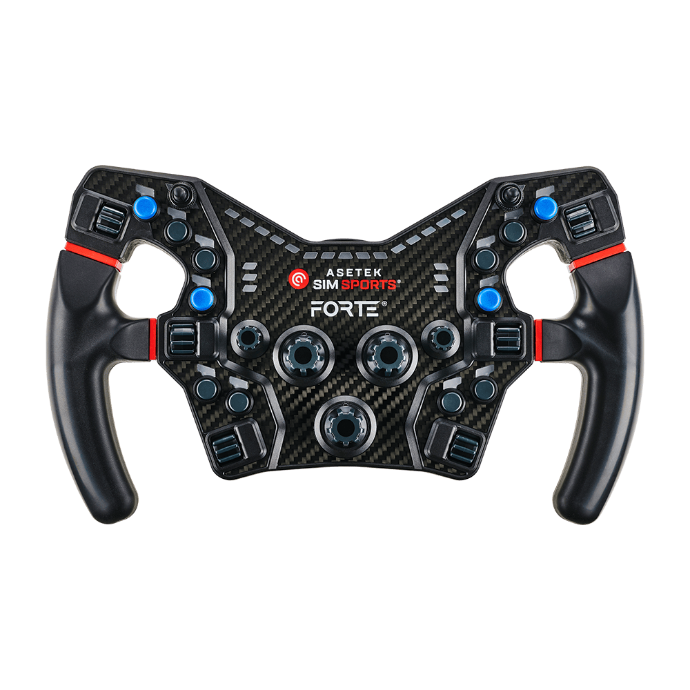 Asetek SimSports steering wheel button color kit with blue and red cushions for wheel rim accessories.