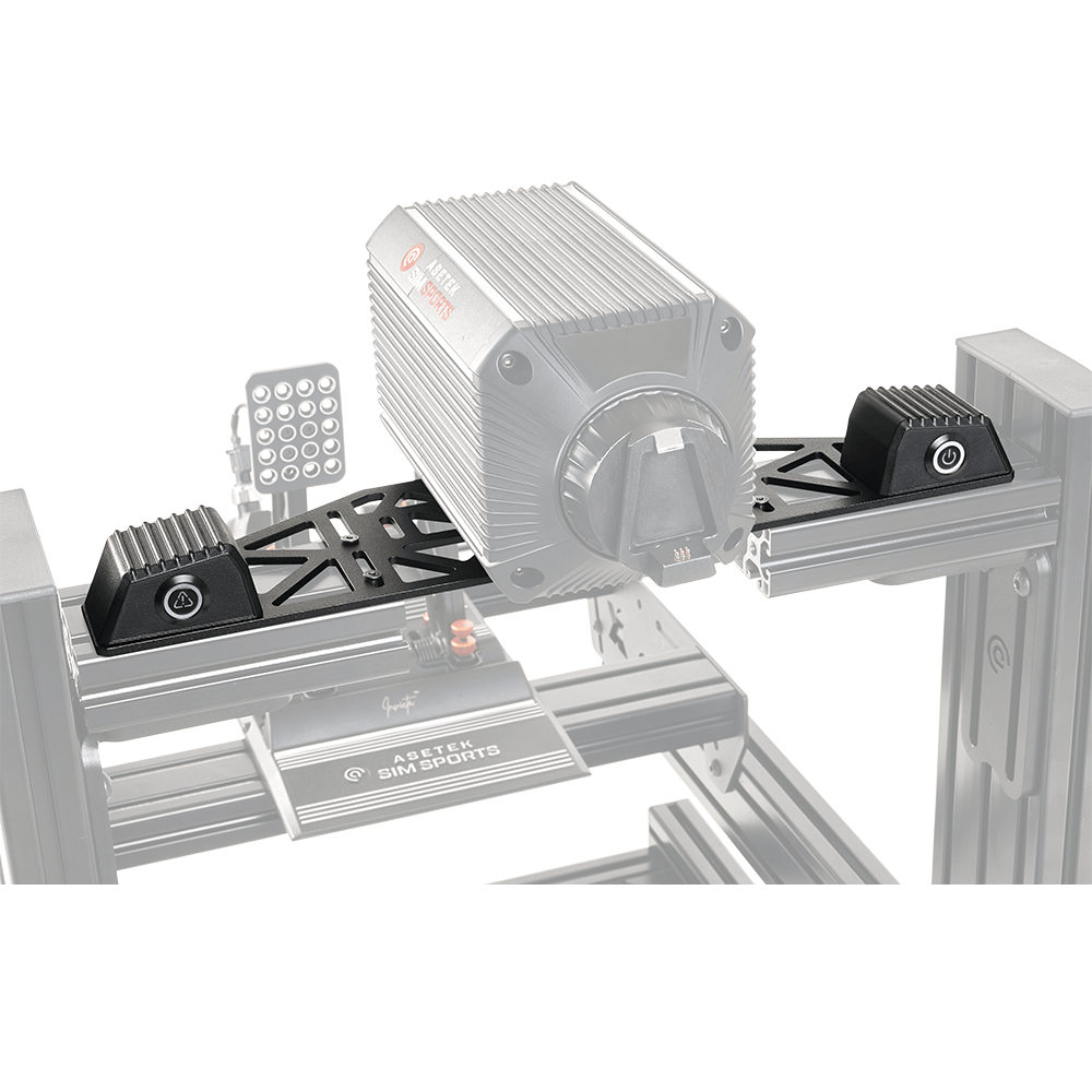 Asetek SimSports Bottom Mount with table clamps, white background, designed for sim racing accessories and stable setup.