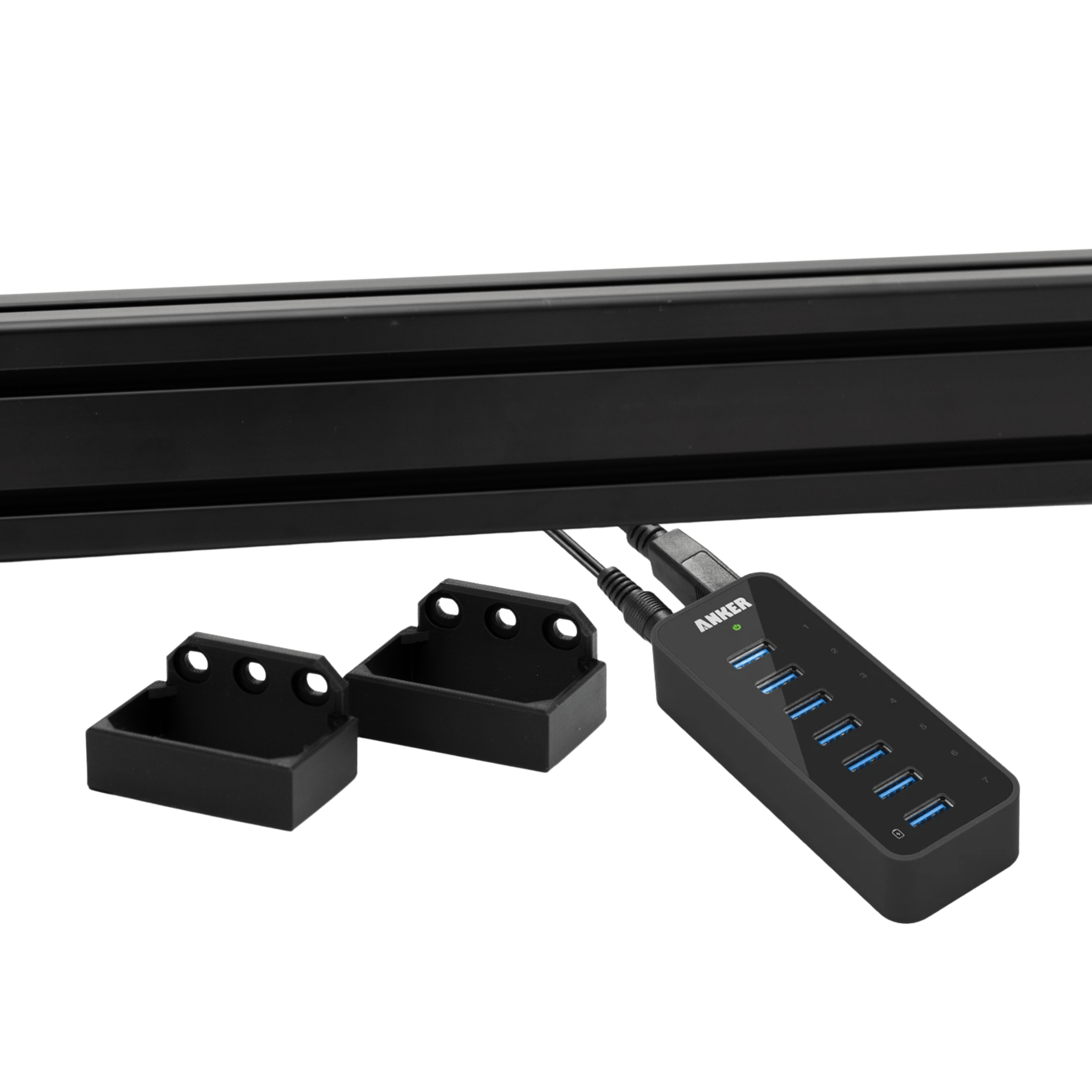 SimSportGadget Anker 7+3 Port USB hub mount, accessories mount with multiple USB ports for organized device connection.