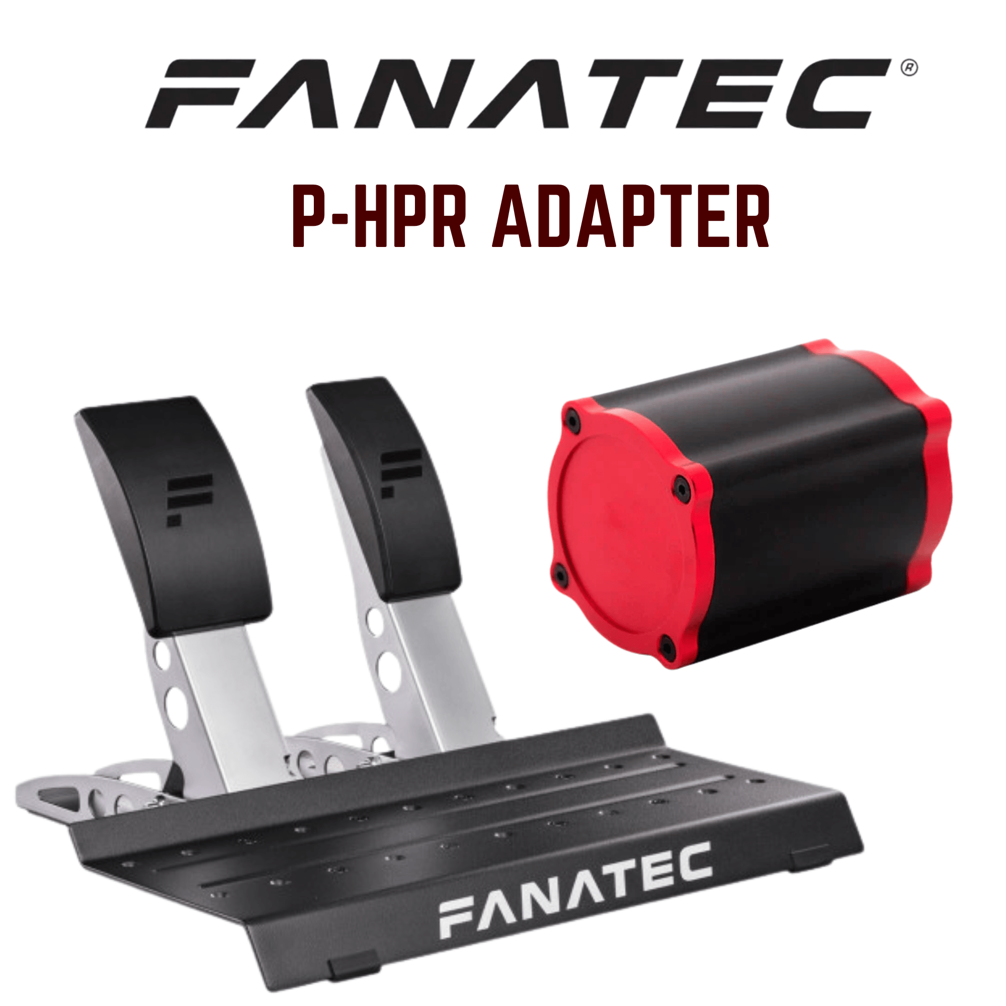 SimSportGadget Fanatec CSL pedal mod with Simagic P-HPR mount for enhanced racing simulation setup.