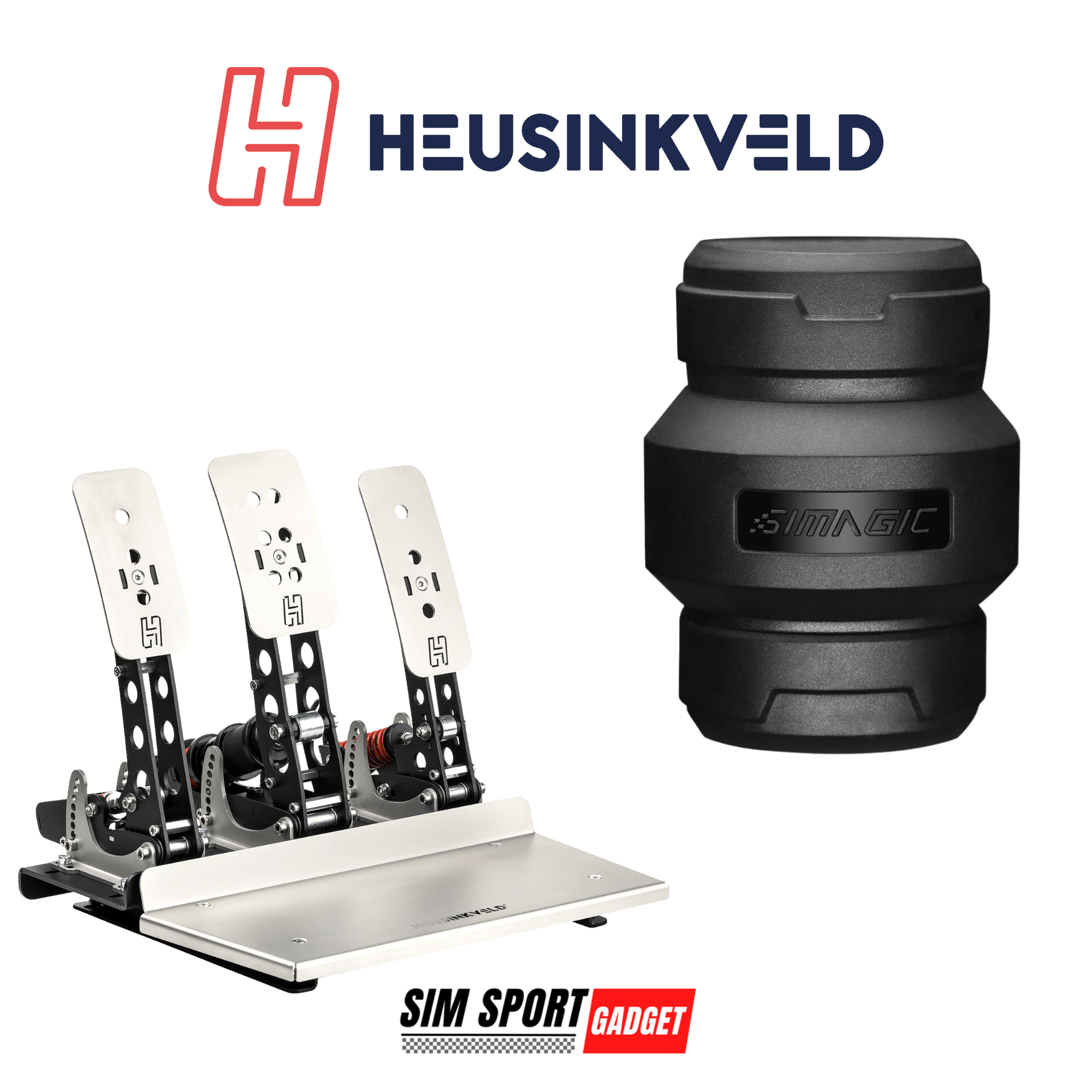 Heusinkveld Sprint Pedal mod attached to Simagic P-HPR NEO mount, showcasing the realistic foot pedal setup for sim racing.