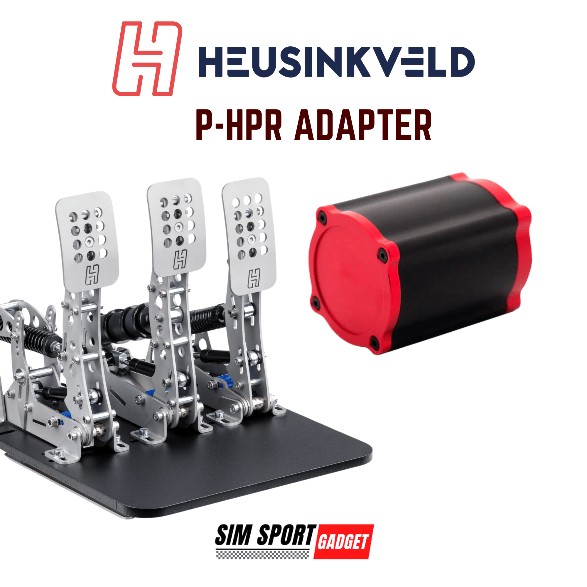 Heusinkveld Ultimate Pedal mod mounted on Simagic P-HPR, showcasing high-quality racing simulator pedal setup by SimSportGadget.