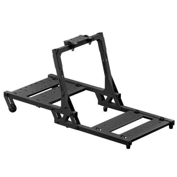 Asetek SimSports Racing 2-in-1 Cockpit shown from front-angled right view with racing seat and steering wheel mount.