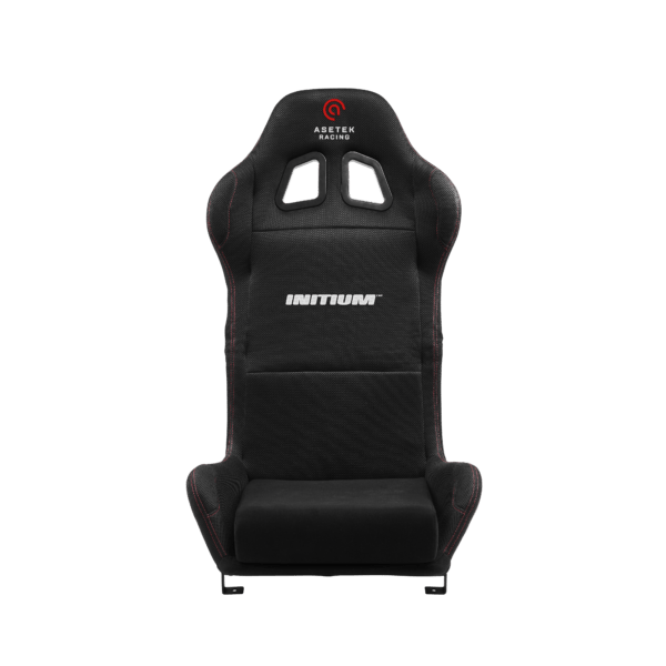 Aestek SimSports Initium Compact Race Seat for sim racing, featuring a sleek black design and ergonomic racing seat structure.