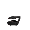 Aestek Racing Initium Compact race seat shown from left side, black fabric with racing seat design for sim racing and gaming.