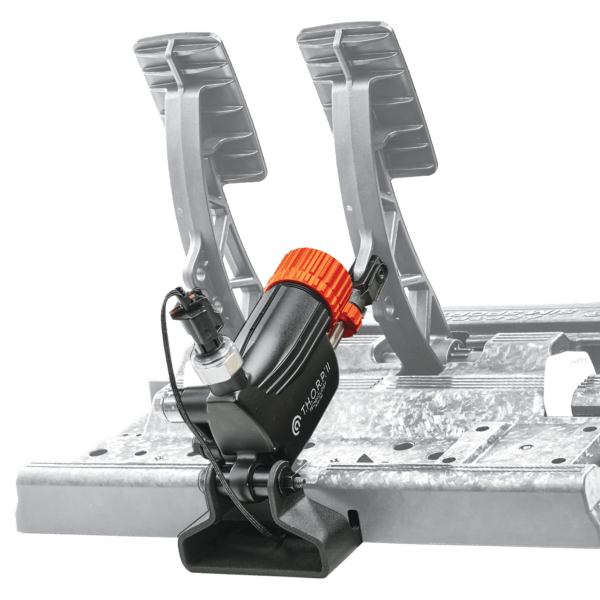 Asetek SimSports Initium THORP II hydraulic brake upgrade pedal mod in grey, designed for racing simulator setups.