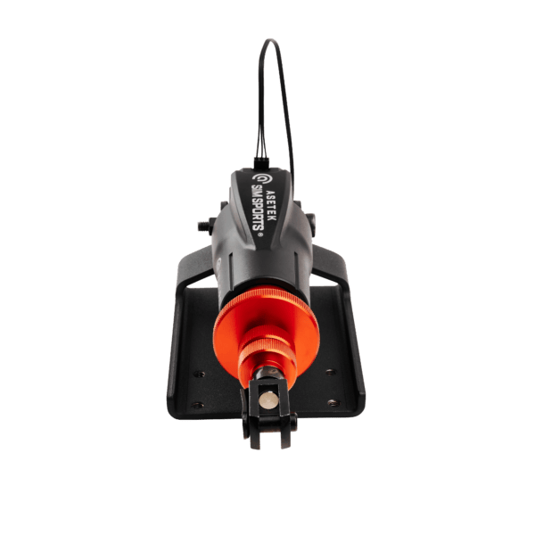 Asetek SimSports Initium MLCPC-Forte pedal upgrade kit with load cell brake pedal in a front view, showcasing the detailed pedal design.