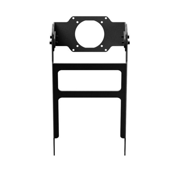 Asetek SimSports racing cockpit monitor mount attached to a racing simulator setup, designed for secure monitor placement.