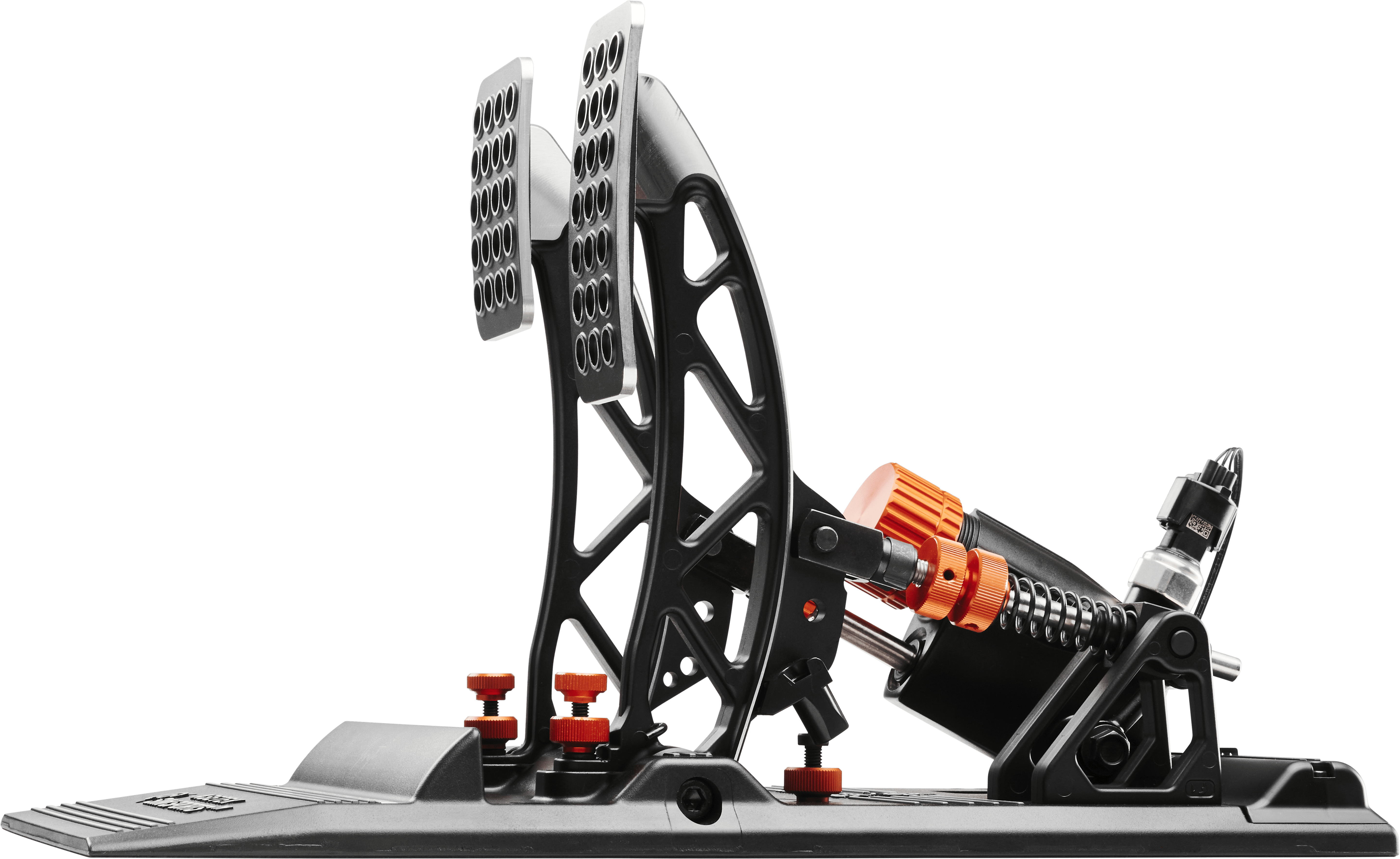 Asetek SimSports Invicta™ Pedals T.H.O.R.P.™ II set showing the left pedal with detailed grip surface and adjustable components.