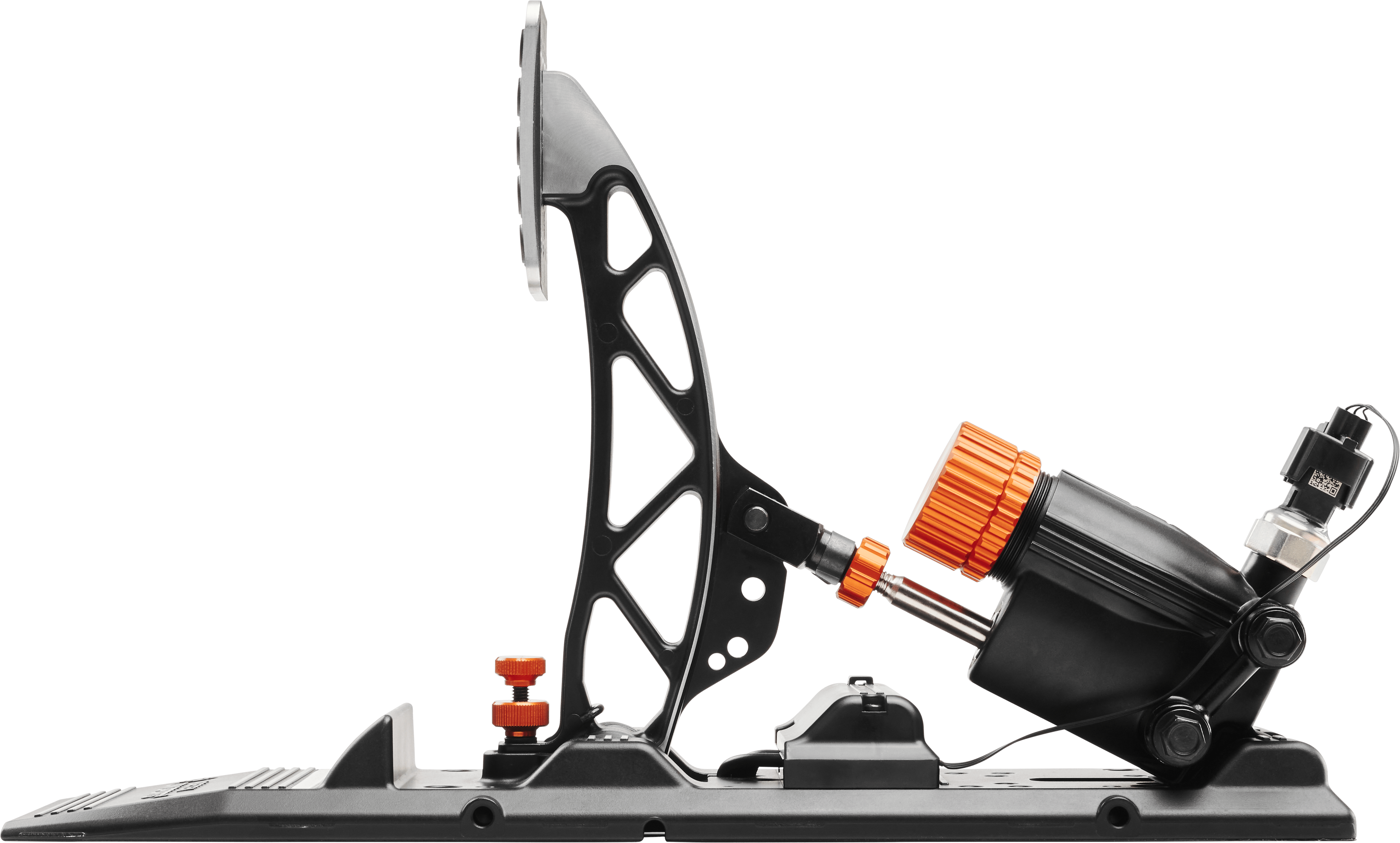 Asetek SimSports Invicta S-Series T.H.O.R.P. II racing pedals, left brake pedal with detailed design and textured surface.