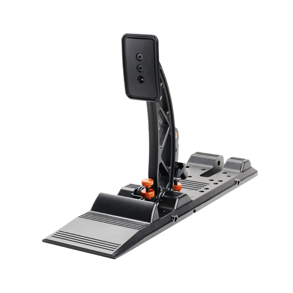 Asetek SimSports La Prima Clutch Pedals with metal footplate and adjustable pedal tension, black finish, open box display.