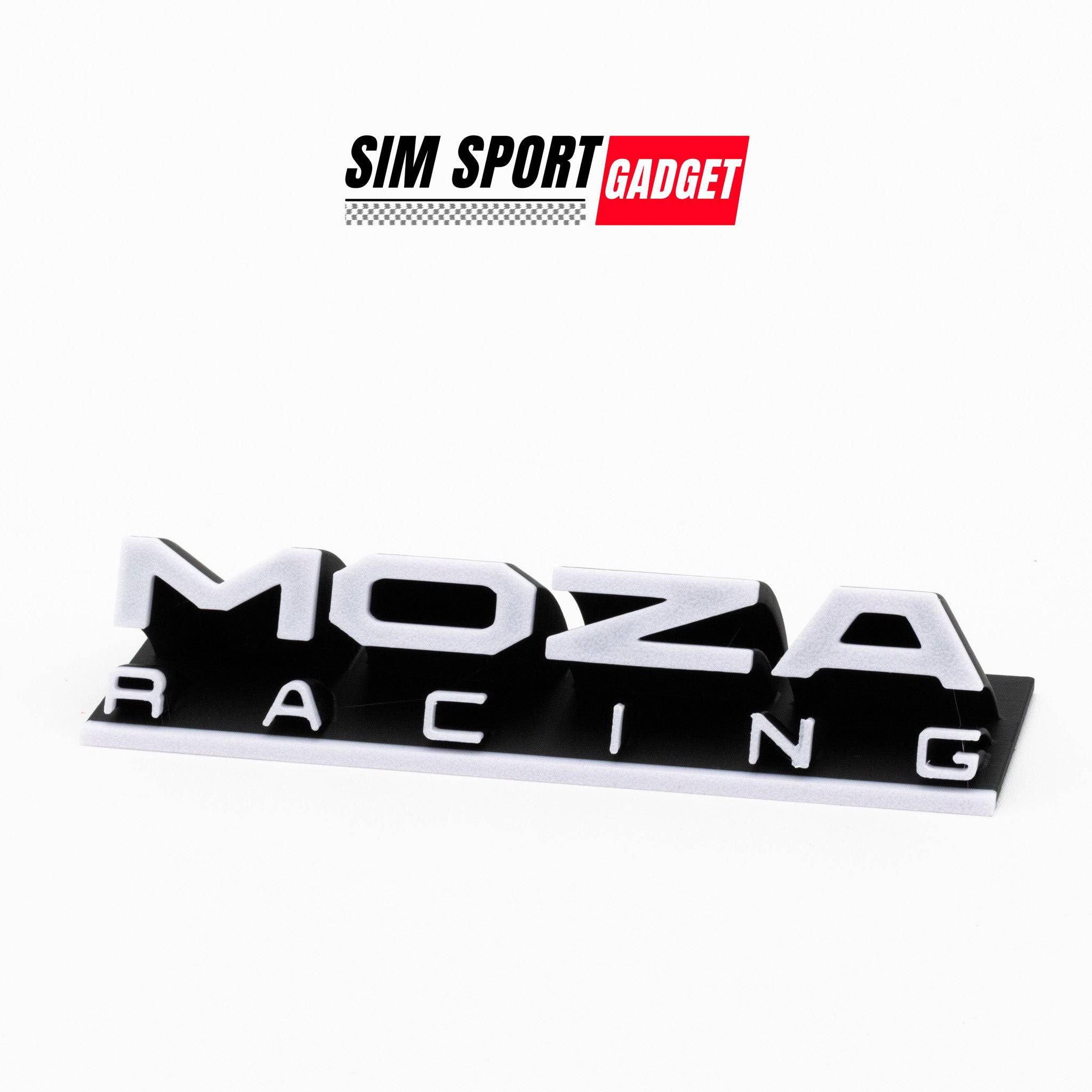 SimSportGadget Moza logo decor decal, 5-inch adhesive logo design on a white background