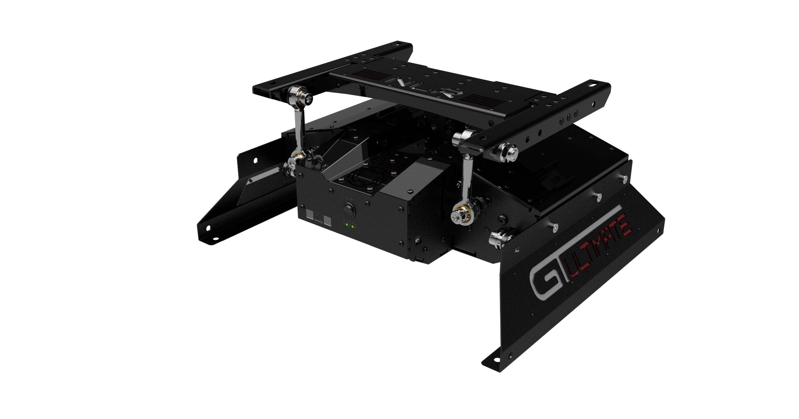 Next Level Racing Motion Platform V3, a haptics-motion system with adjustable components and sleek design for immersive driving experience.