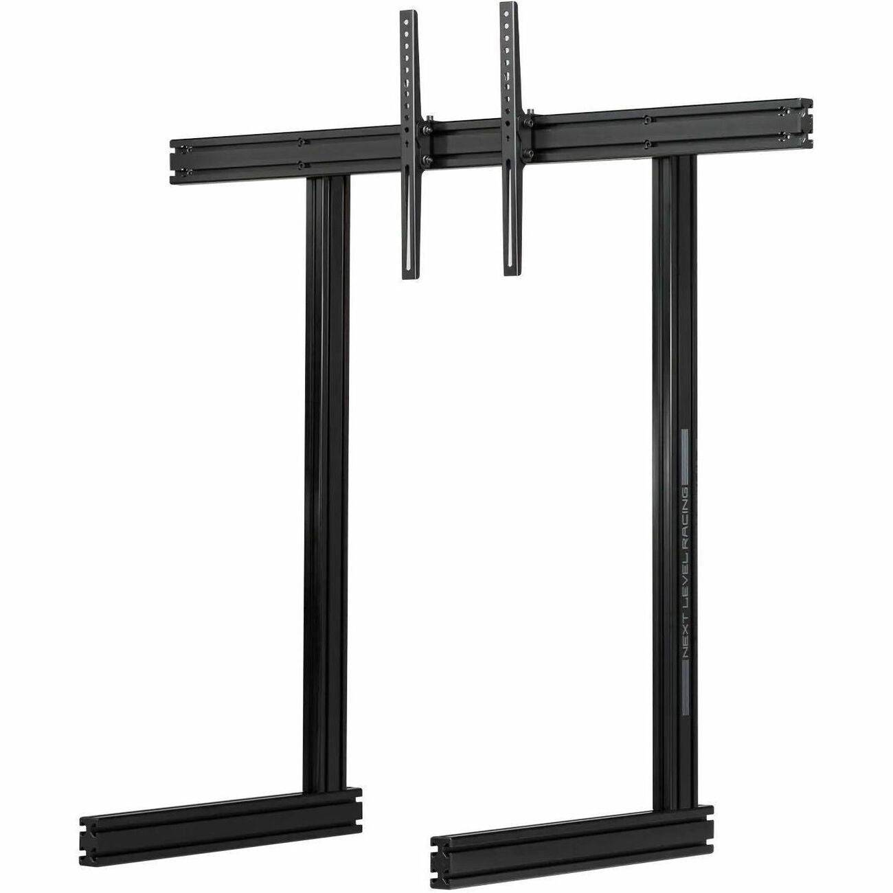 Next Level Racing Elite freestanding monitor stand in carbon grey holding a single computer monitor.