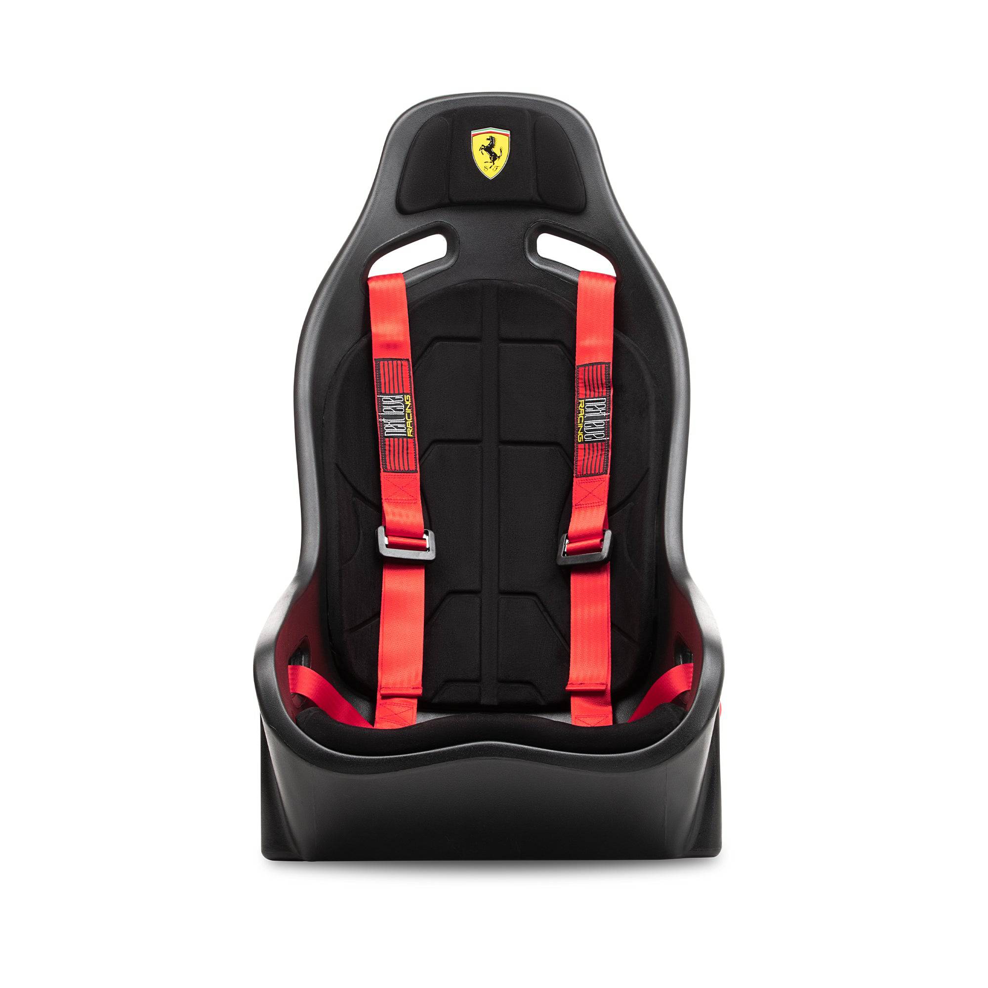 Next Level Racing Elite ES1 Sim Racing Seat in Scuderia Ferrari Edition with red and black racing design.