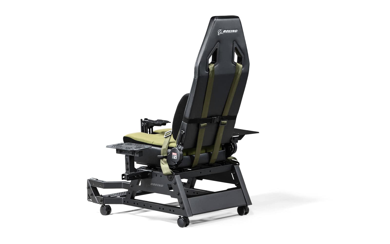 Next Level Racing Flight Seat Pro Boeing Military Edition as a realistic flight cockpit simulator chassis with adjustable features.