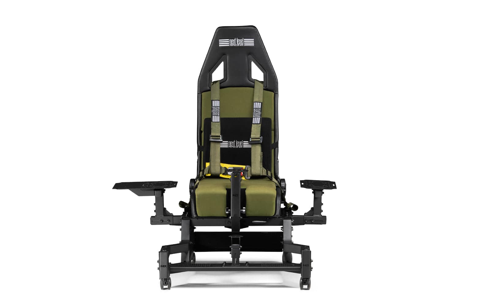 Next Level Racing Flight Seat Pro Boeing Military Edition flight cockpit simulator chassis with adjustable features and realistic design