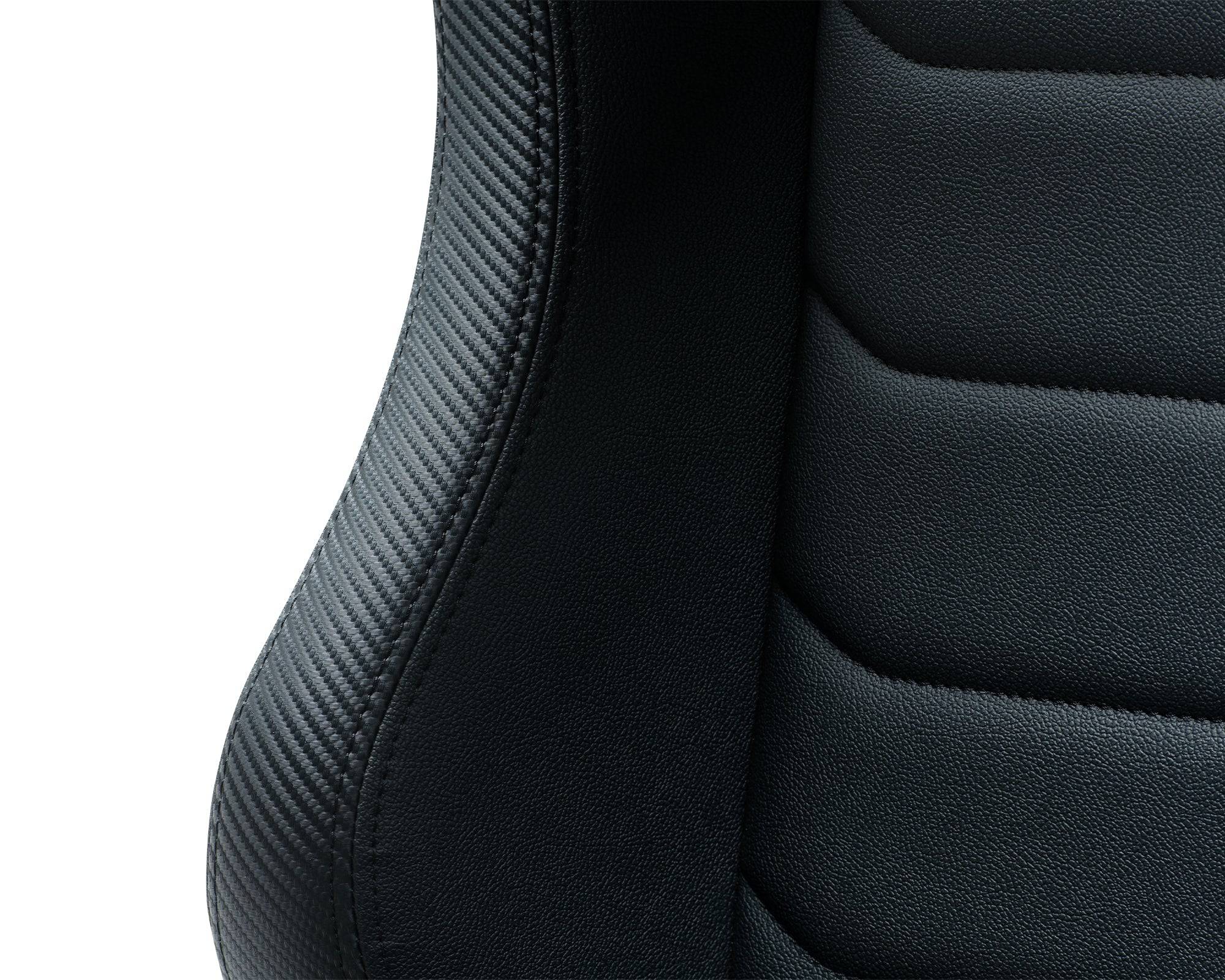 Next Level Racing ERS3 Elite reclining sim racing seat with black upholstery and adjustable headrest for realistic gaming comfort.