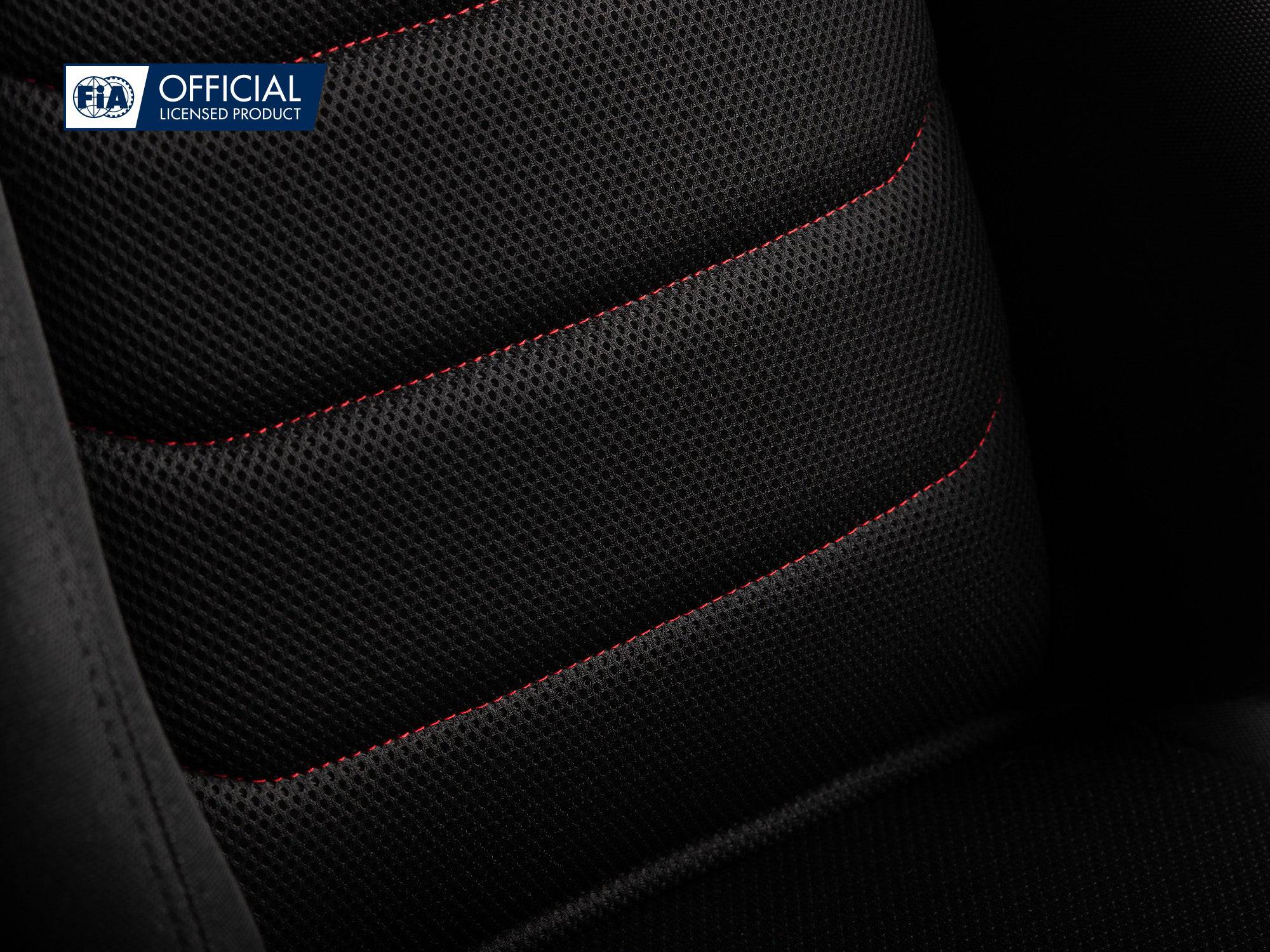 Next Level Racing ERS3 Elite reclining sim racing seat in fabric and Simaero mesh edition, with adjustable headrest and side support.