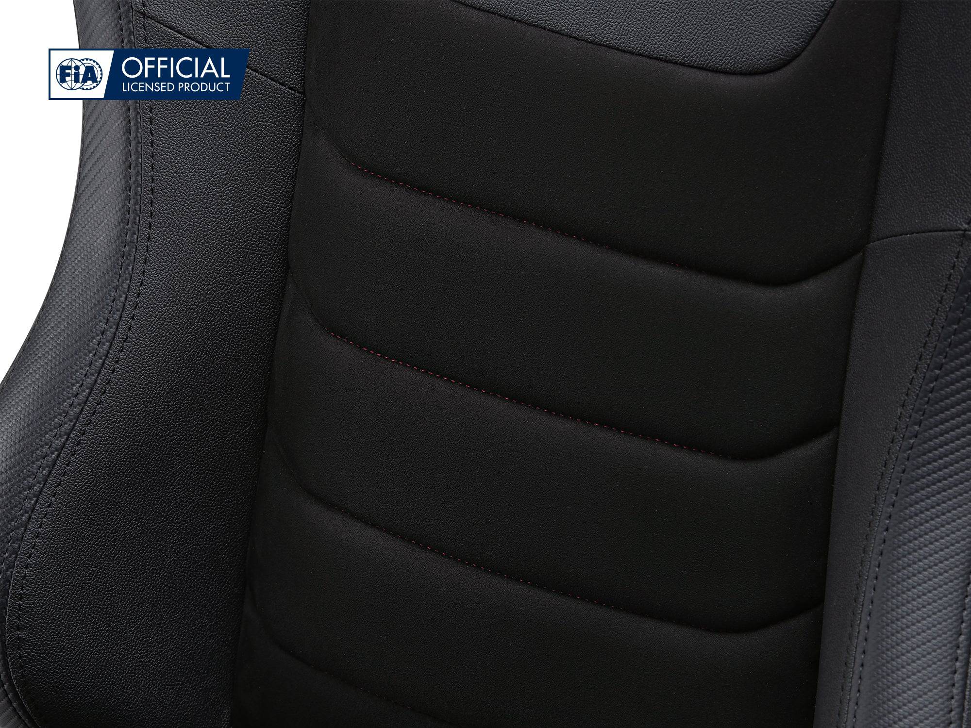 Next Level Racing ERS3 Elite reclining sim racing seat with PU leather and suede upholstery, designed for gaming comfort.