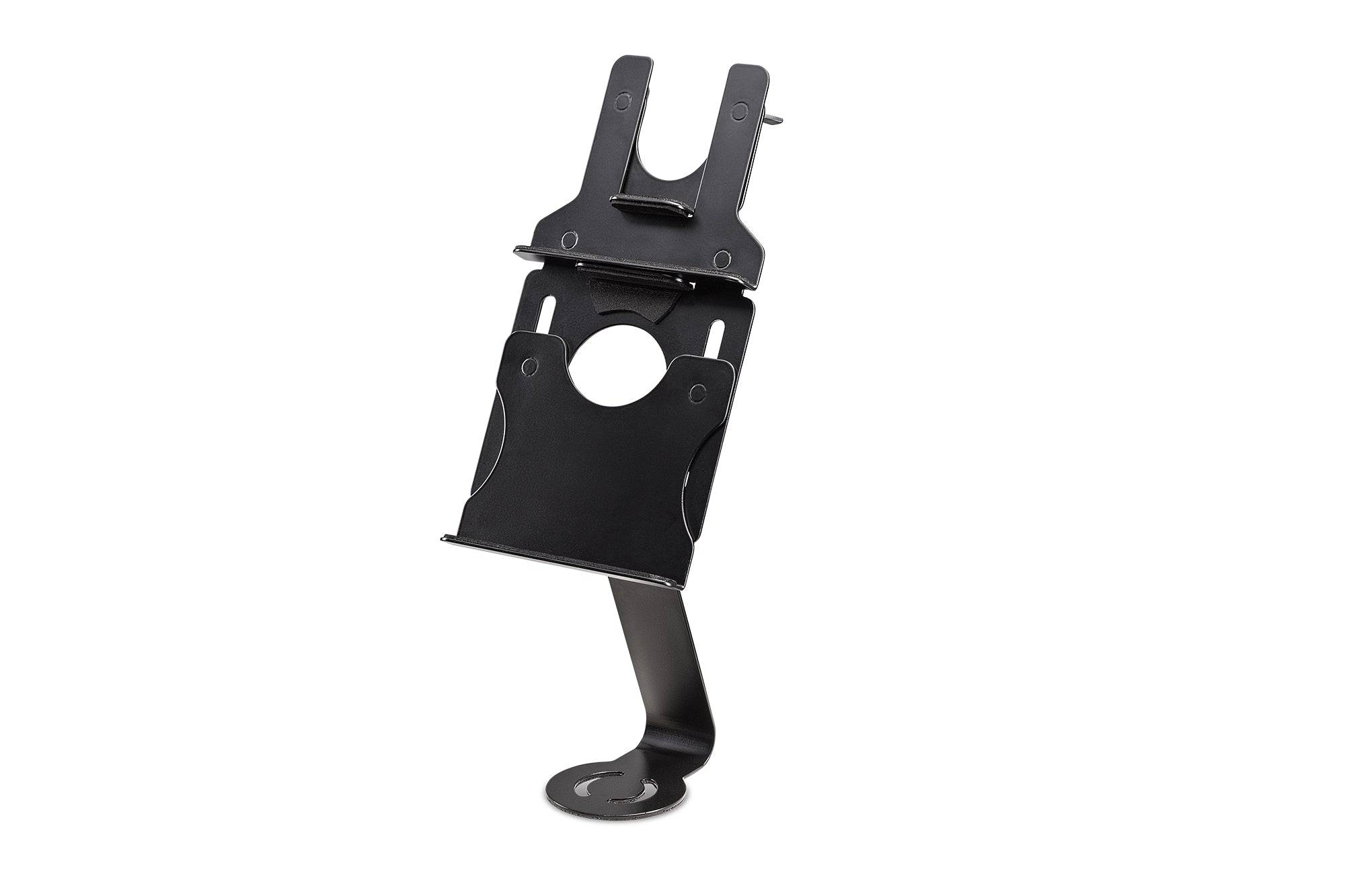 Next Level Racing Elite Tablet and Button Box Mount accessory attached to a racing simulator setup, designed for easy device attachment.
