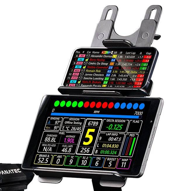 Next Level Racing Elite Tablet and Button Box Mount accessory for simulation racing setups, with a sturdy mounting design.