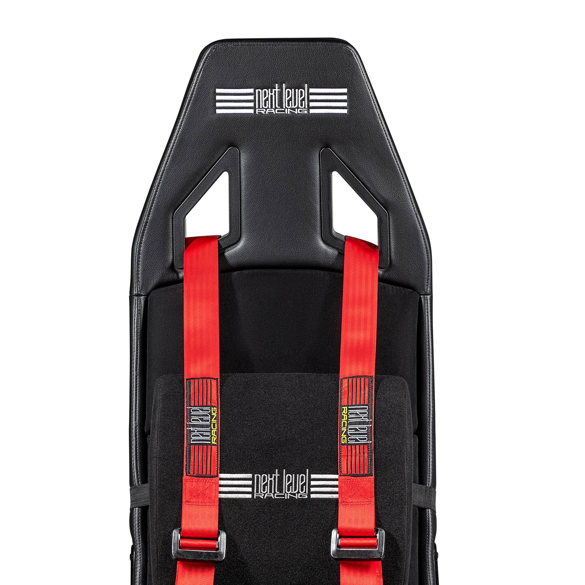Next Level Racing Flight Simulator Cockpit chassis with steering wheel mount and adjustable seat for realistic flight simulation setup.